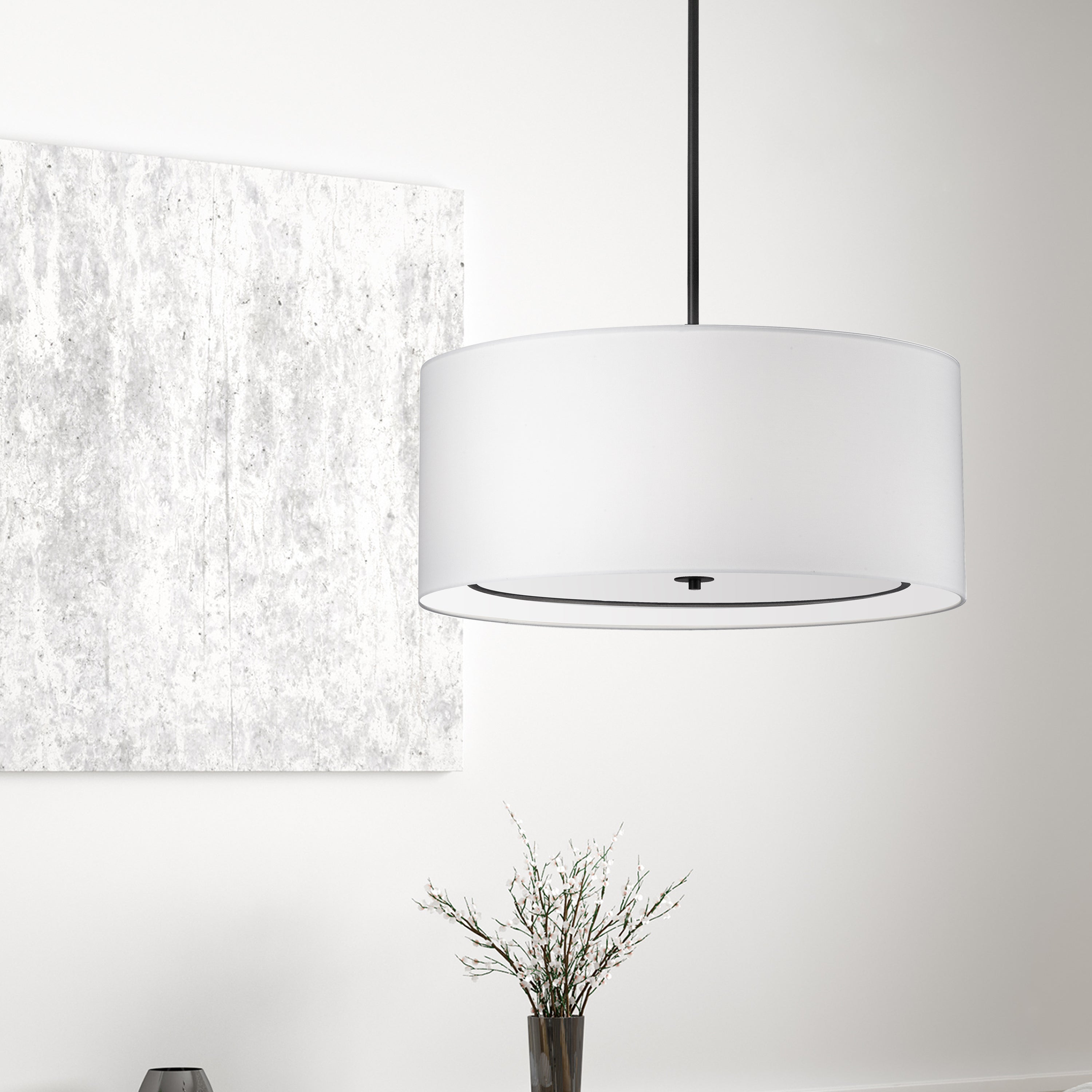 Dainolite Porscha - POR-304P-MB-WH - 4 Light Pendant, Matte Black with White Shade - White