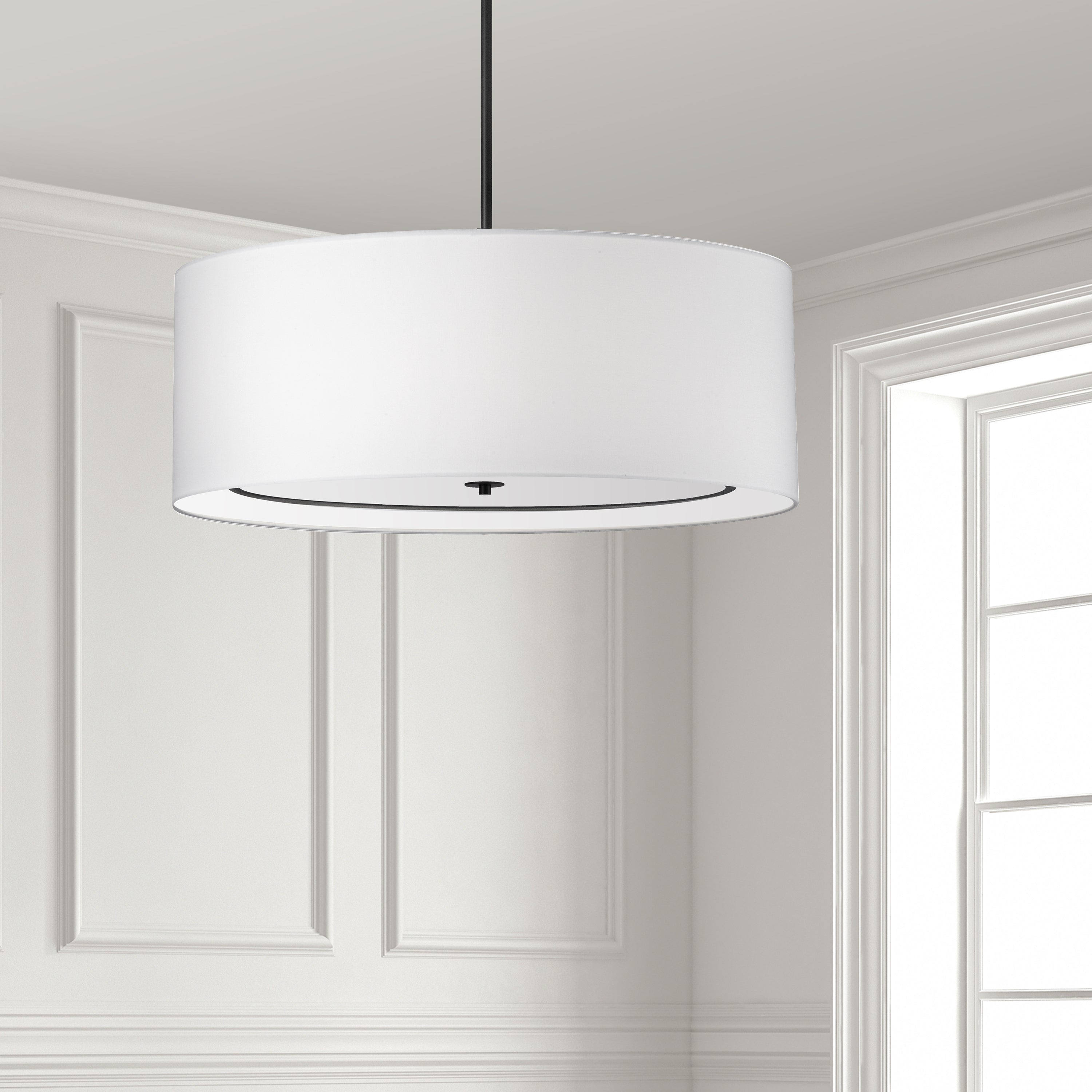 Dainolite Porscha - POR-344P-MB-WH - 4 Light Pendant, Matte Black with White Shade - White