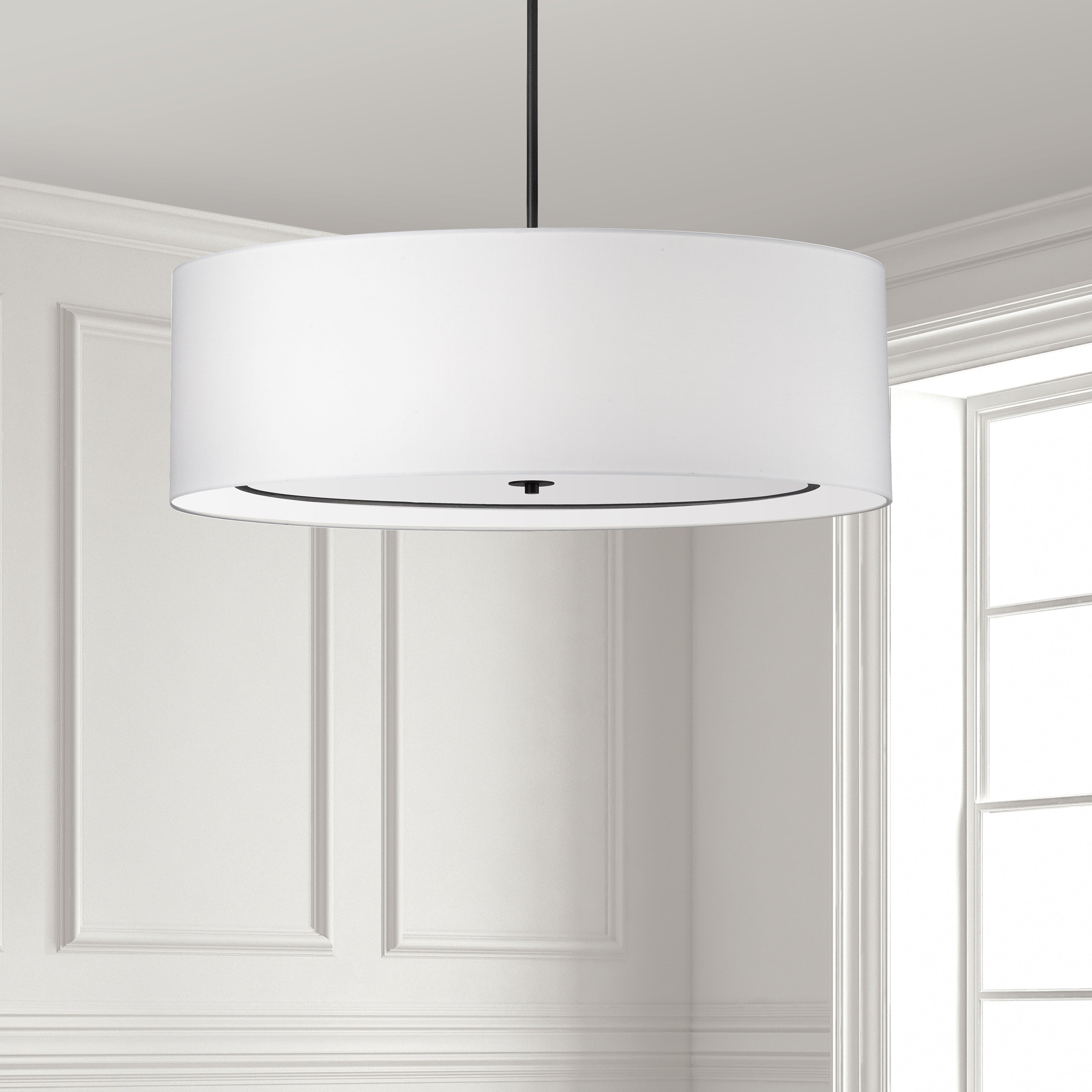 Dainolite Porscha - POR-406P-MB-WH - 4 Light Pendant, Matte Black with White Shade - White