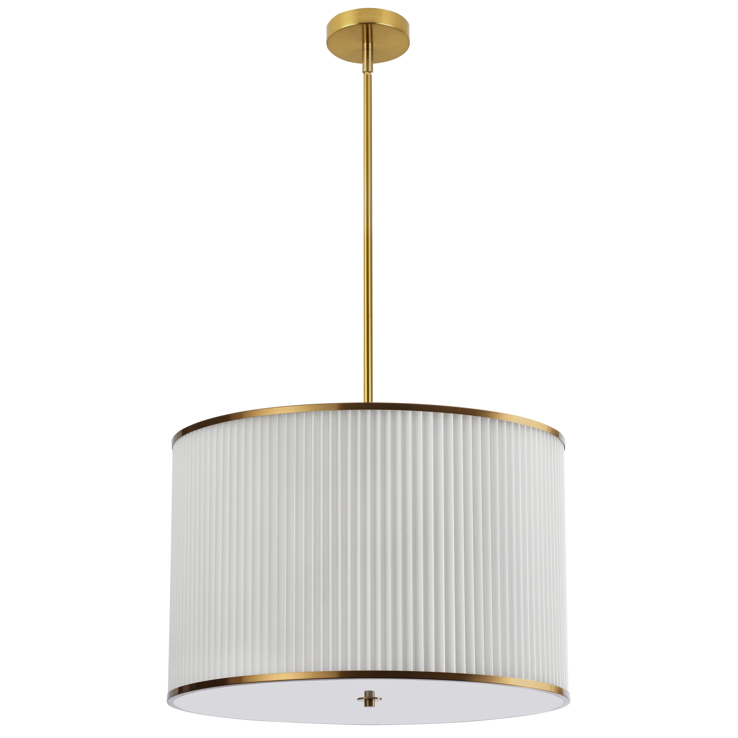 Dainolite Prudy - PRD-243P-AGB - 4 Light Pendant Aged Brass with White Pleated Shade - White