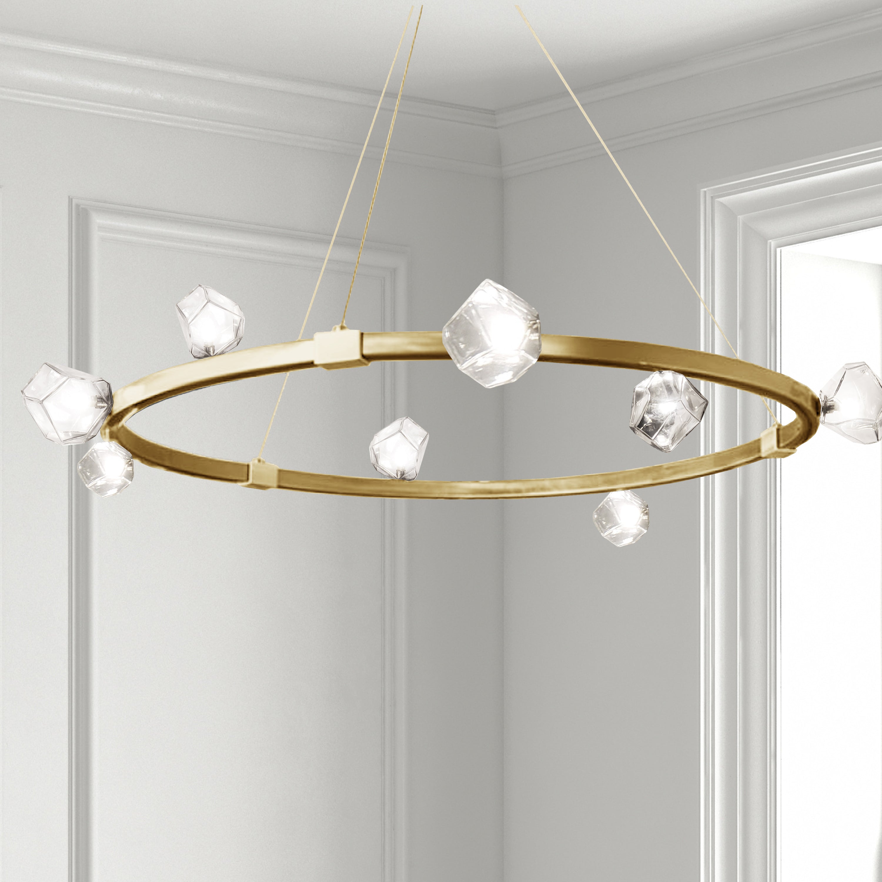 Dainolite Pearlene - PRN-4212C-AGB - 12 Light Chandelier Fixture, Aged Brass w/ Clear Glass - Aged Brass