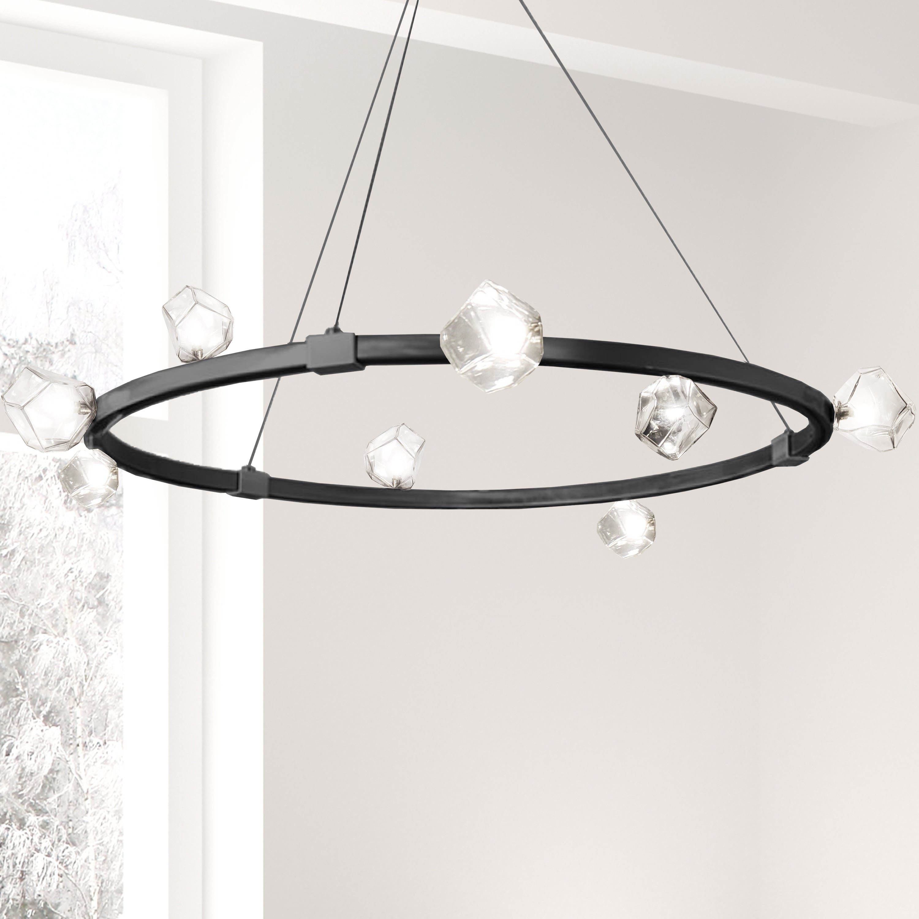 Dainolite Pearlene - PRN-4212C-MB - 12 Light Chandelier Fixture, Matte Black w/ Clear Glass - Matte Black