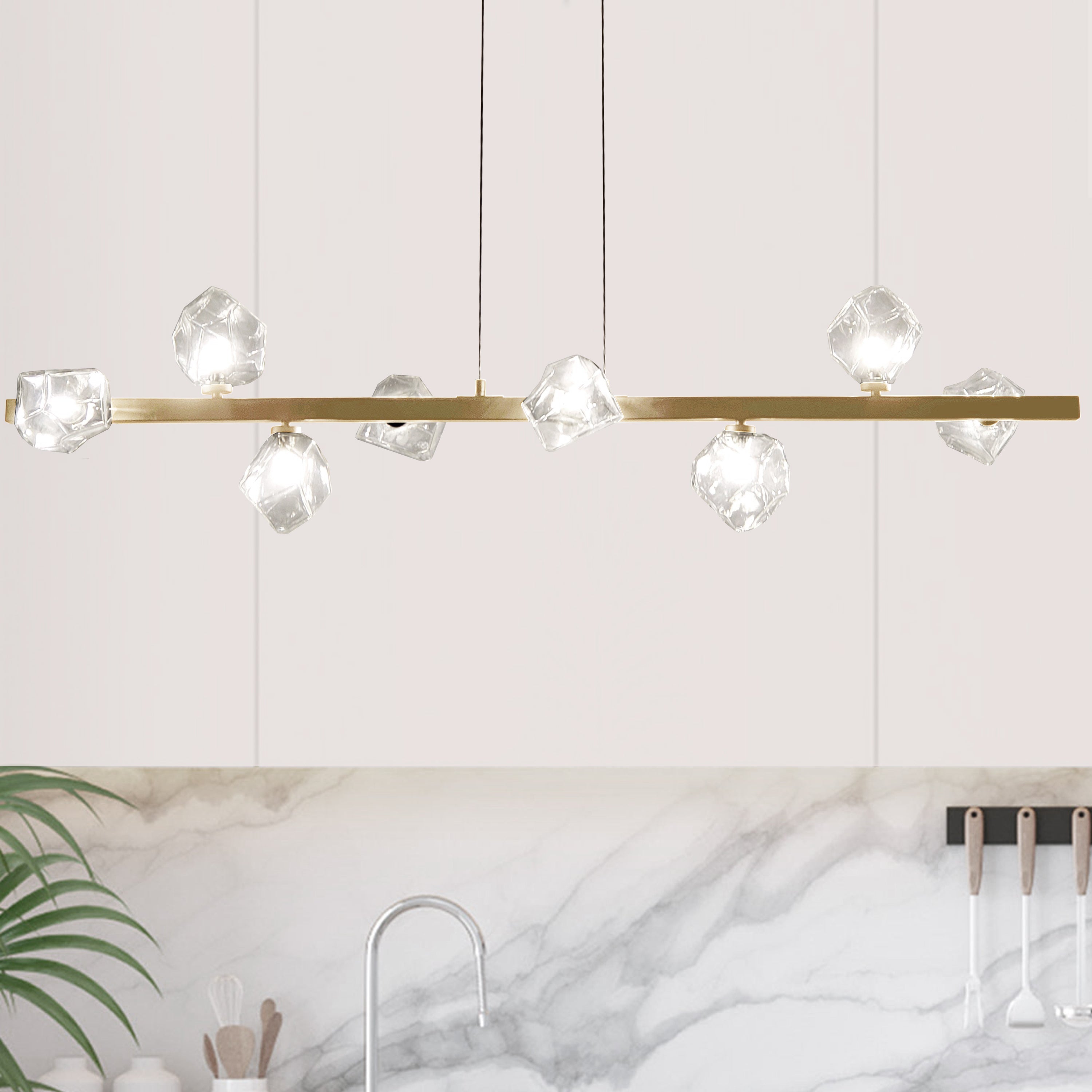 Dainolite Pearlene - PRN-548HP-AGB - 8 Light Horizontal Pendant, Aged Brass w/ Clear Glass - Aged Brass