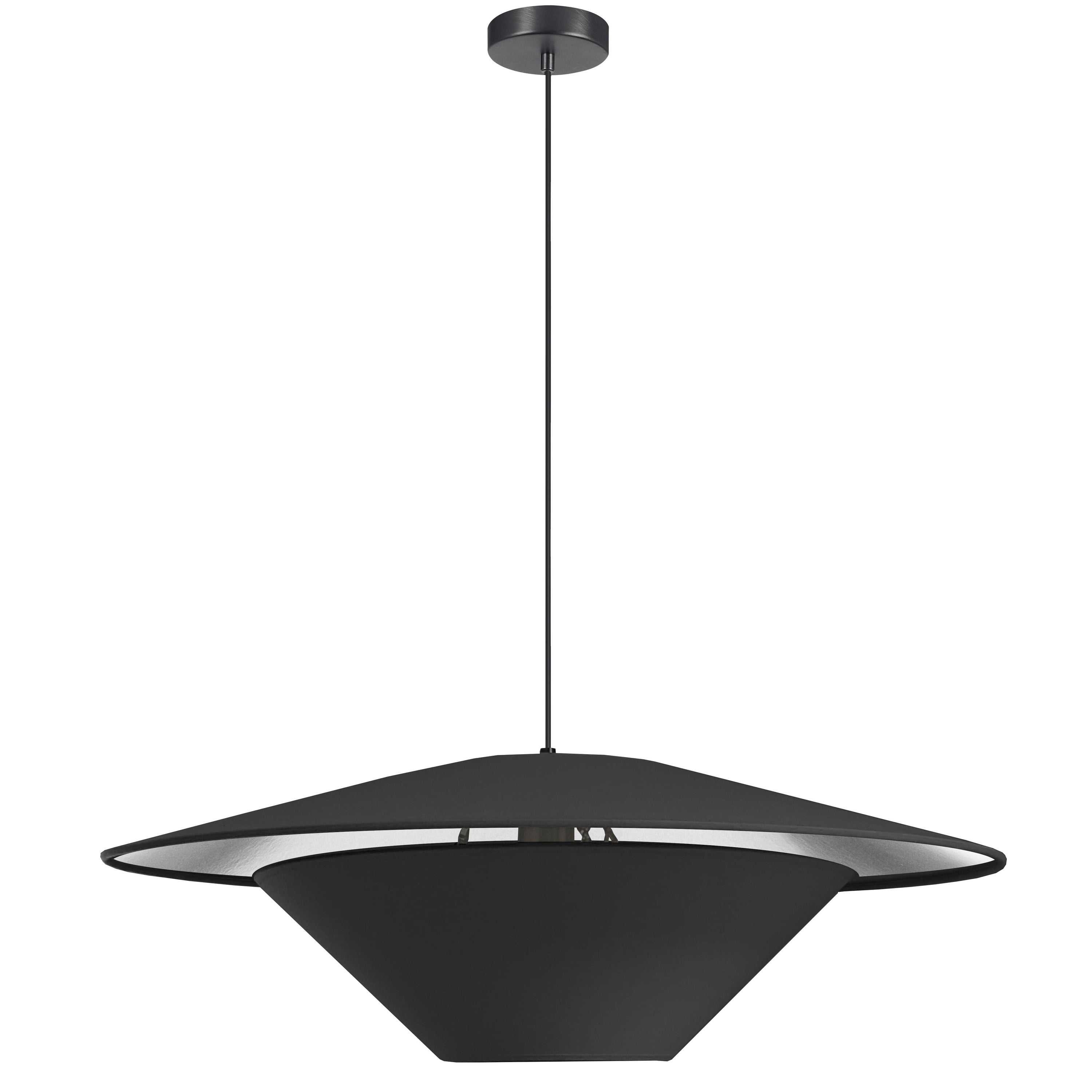 Dainolite Poseidon - PSO-241P-MB-697 - 1 Light Pendant, Matte Black with Black / Silver Shade - Black