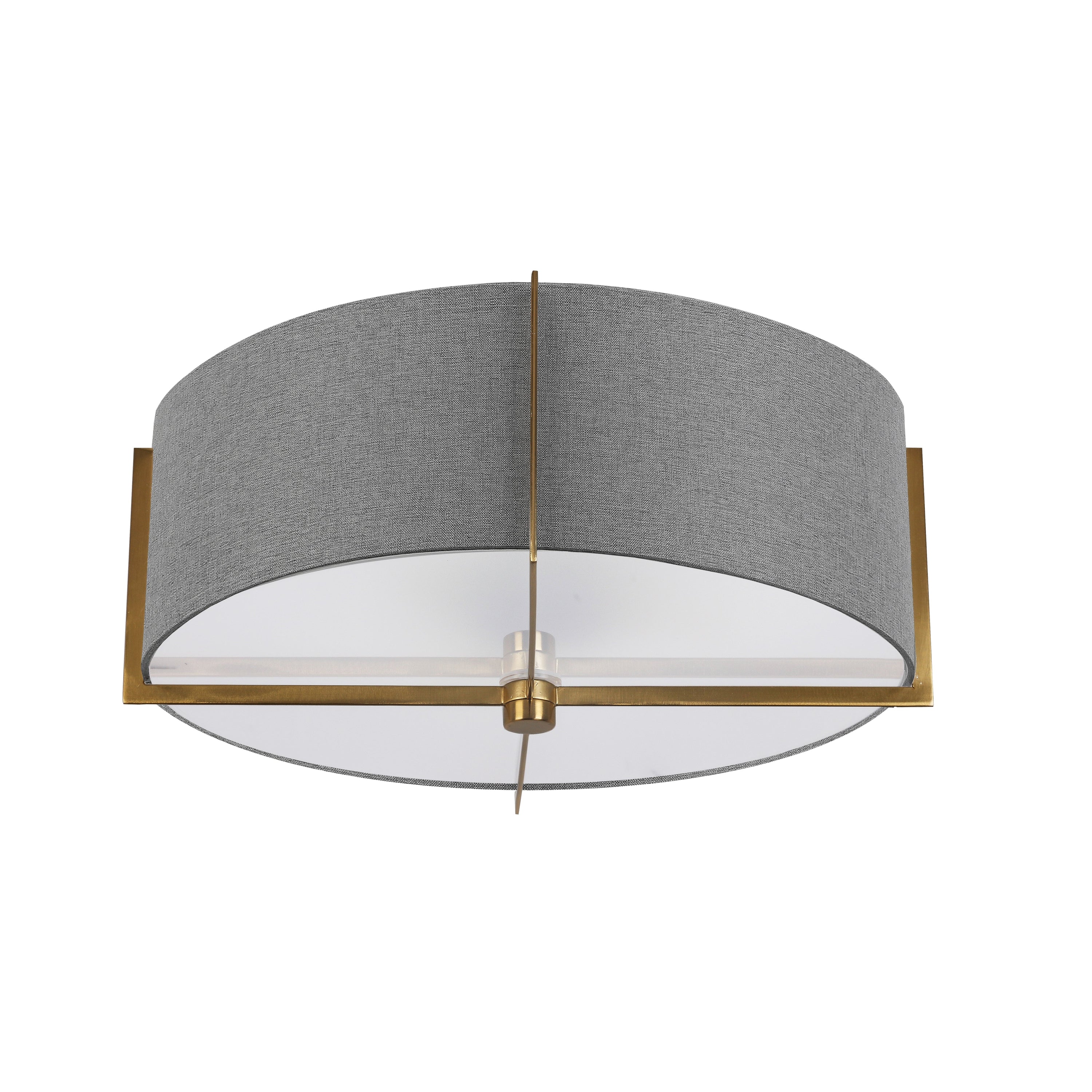 Dainolite Preston - PST-153SF-AGB-GRY - 3 Light Semi-Flush Mount, Aged Brass with Grey Shade - Grey