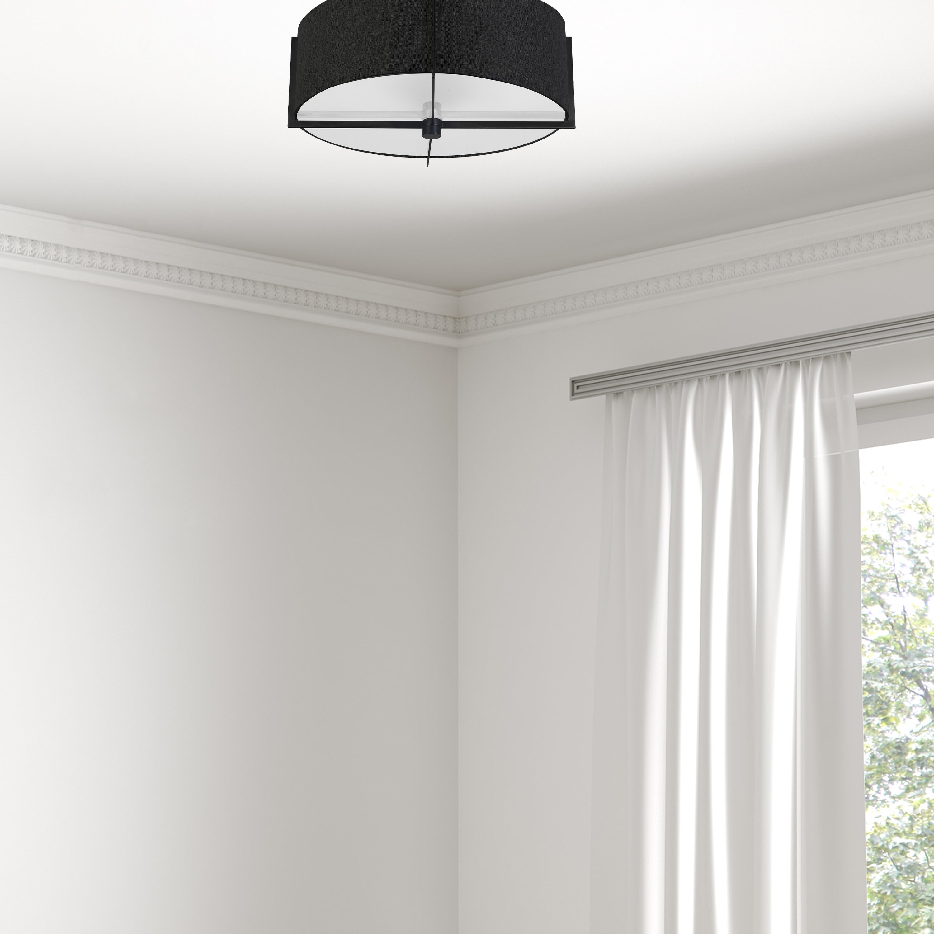 Dainolite Preston - PST-153SF-MB-BK - 3 Light Semi-Flush Mount, Matte Black with Black Shade - Black