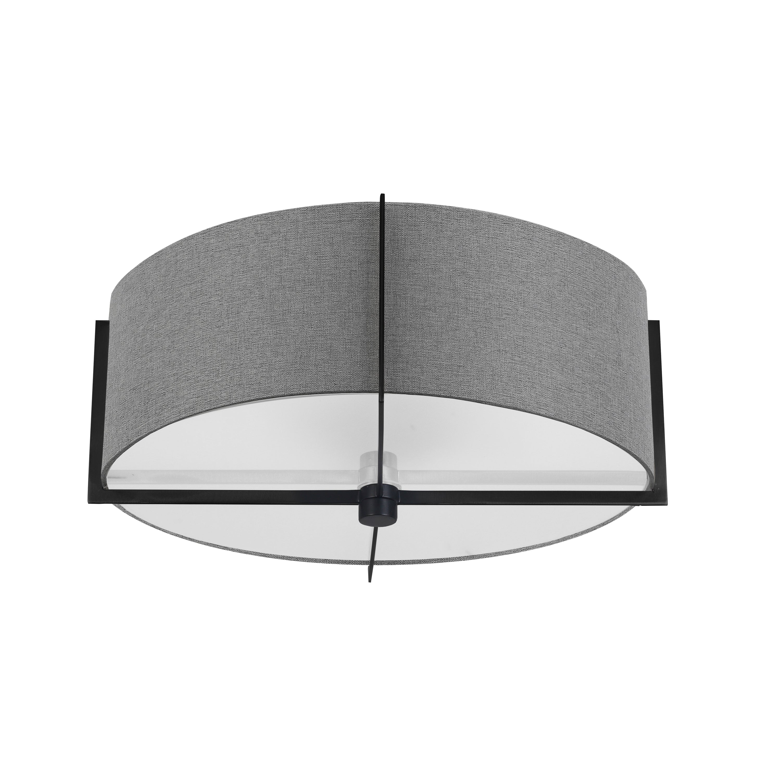 Dainolite Preston - PST-153SF-MB-GRY - 3 Light Semi-Flush Mount, Matte Black with Grey Shade - Grey