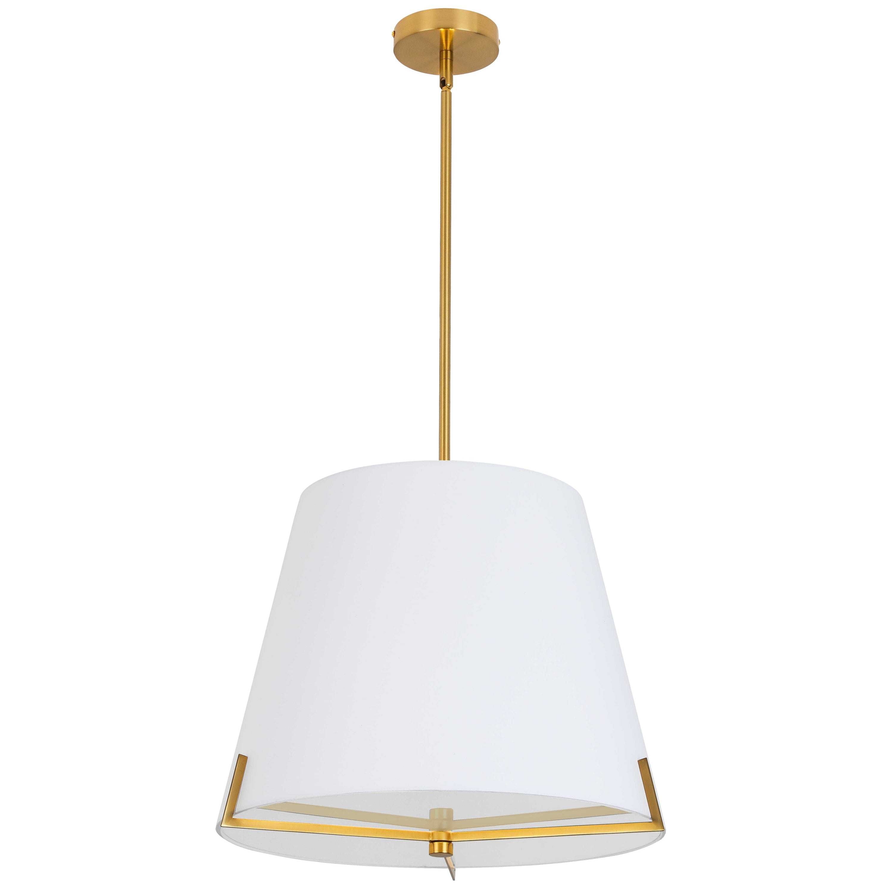 Dainolite Preston - PST-184P-AGB-WH - 4 Light Pendant Aged Brass with White Fabric shade - White