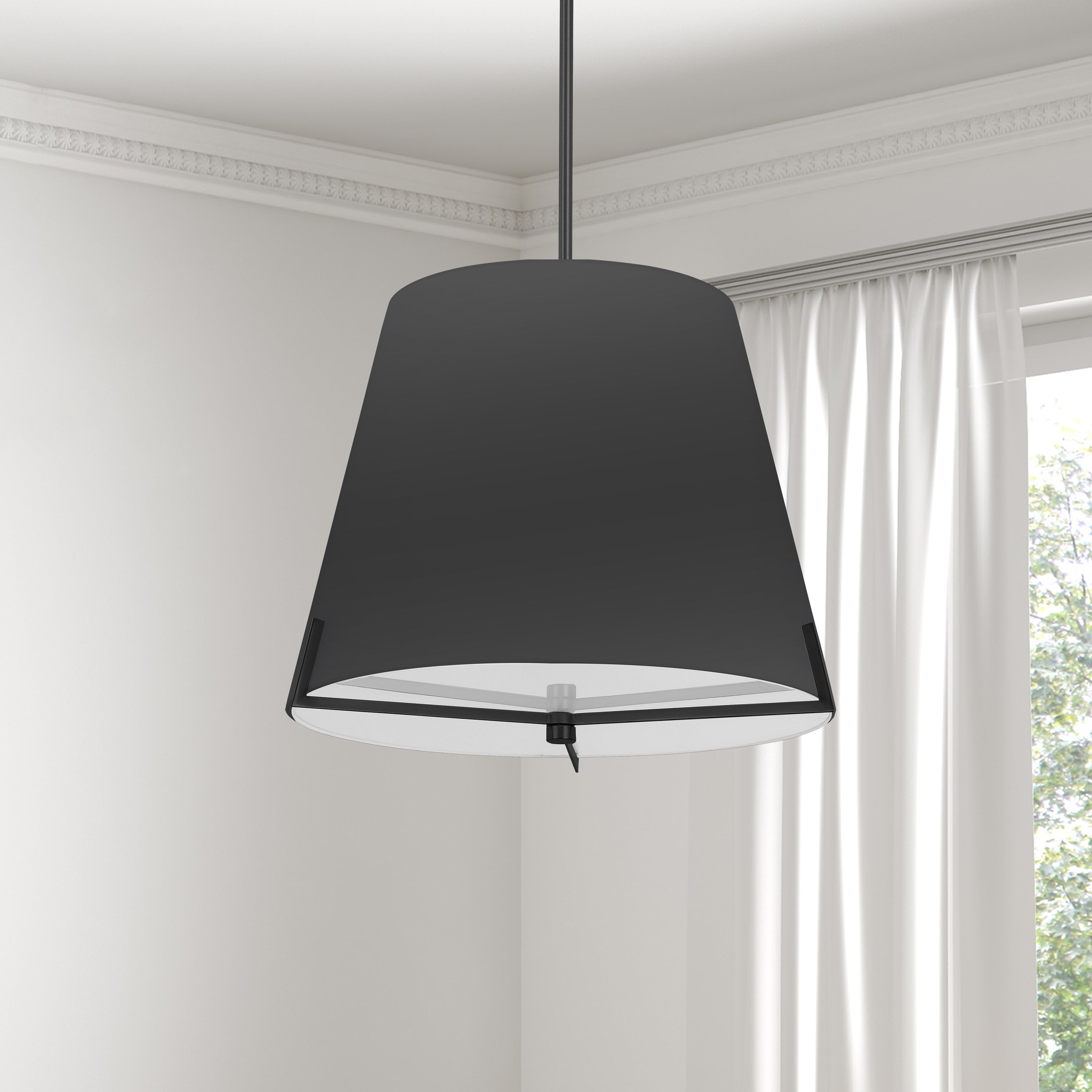 Dainolite Preston - PST-184P-MB-BK - 4 Light Pendant Matte Black with Black Fabric shade - Black