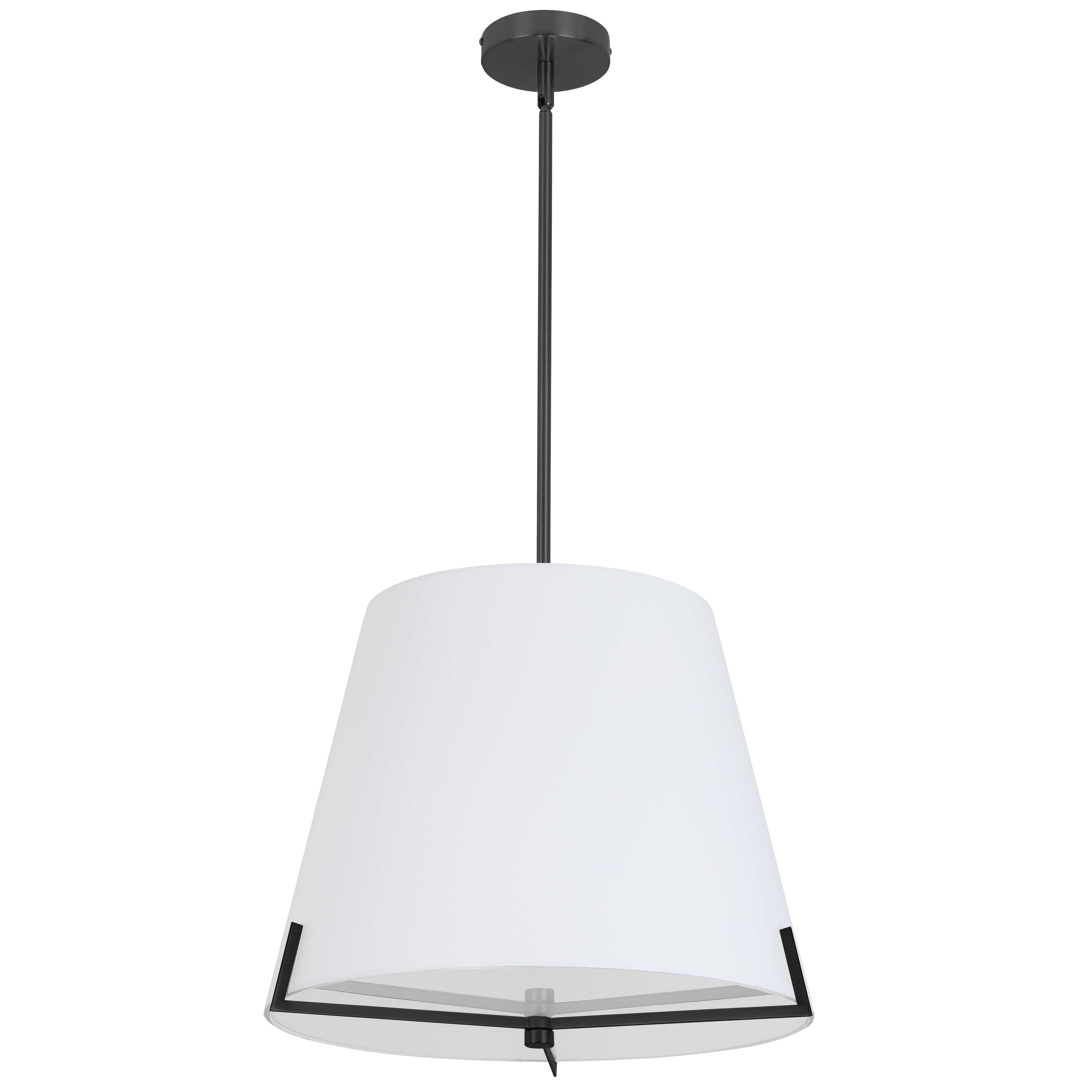 Dainolite Preston - PST-184P-MB-WH - 4 Light Pendant Matte Black with White Fabric shade - White