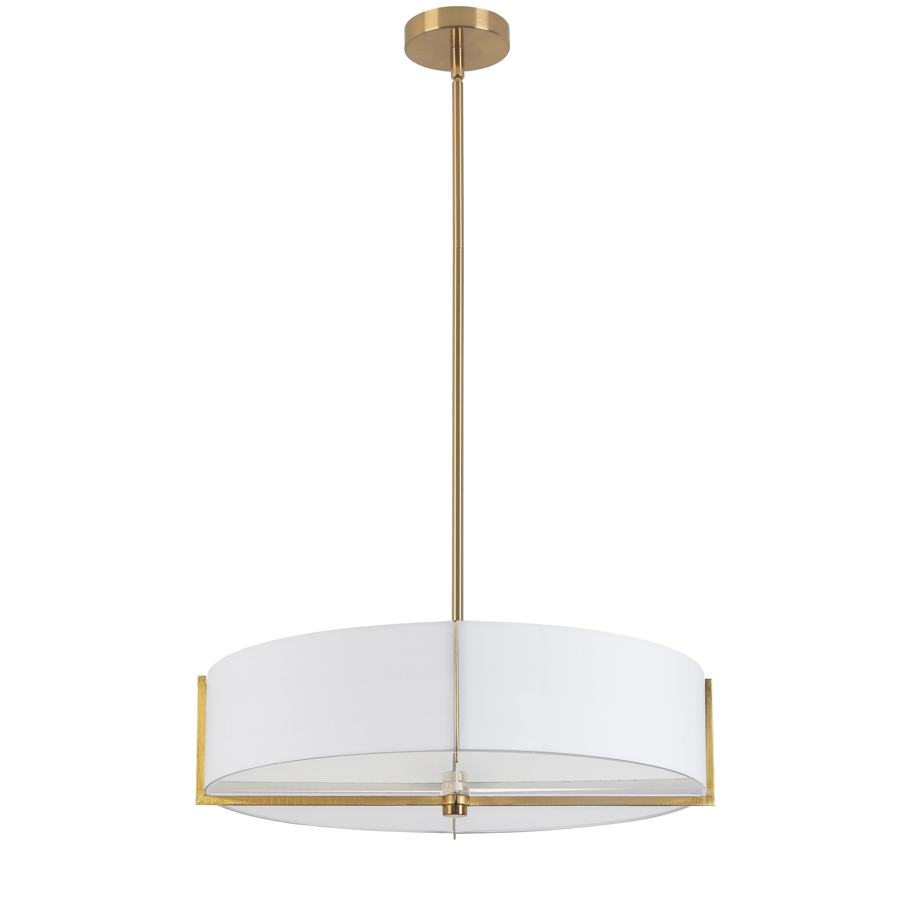 Dainolite Preston - PST-214P-AGB-WH - 4 Light Pendant, Aged Brass with White Shade - White