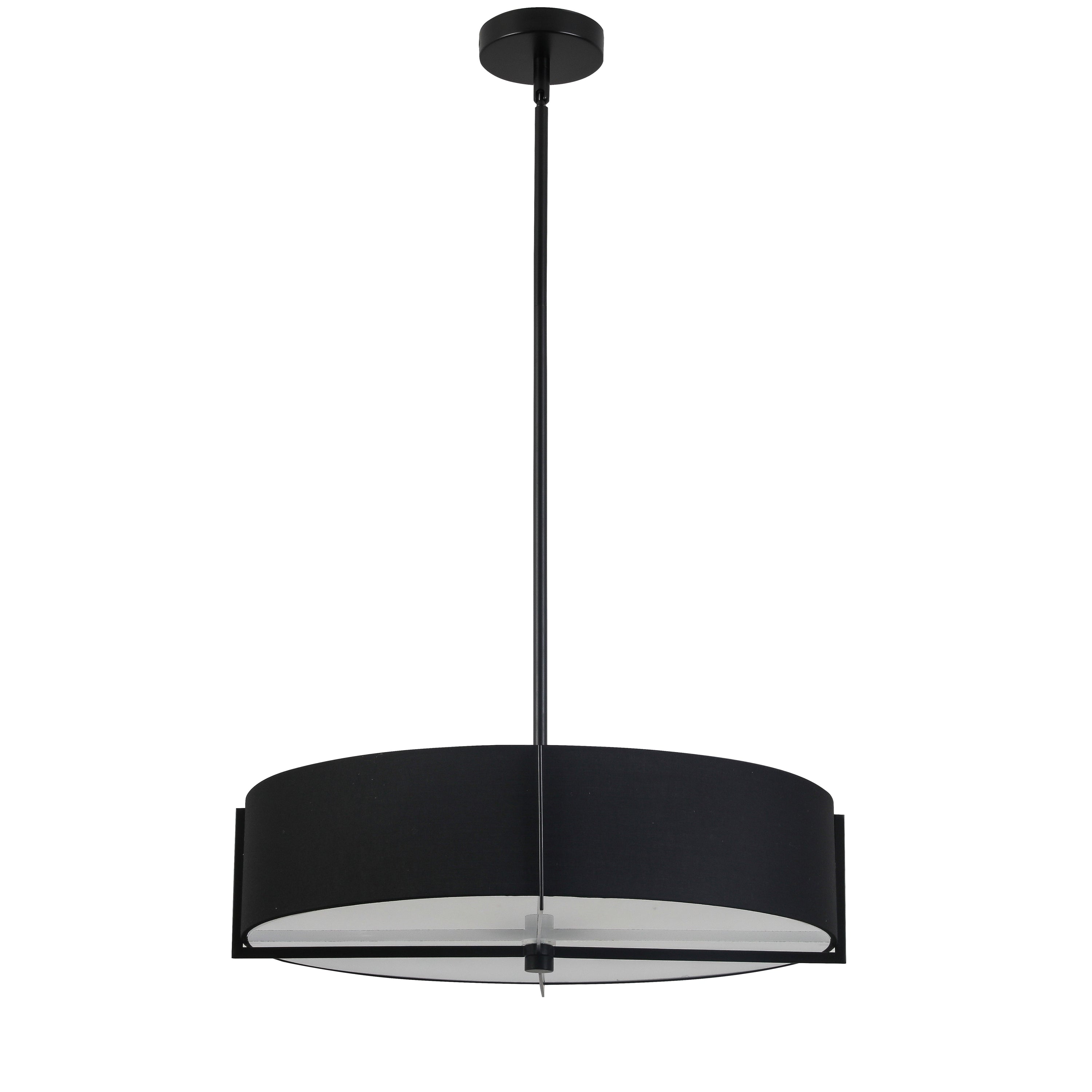 Dainolite Preston - PST-214P-MB-BK - 4 Light Pendant, Matte Black with Black Shade - Black