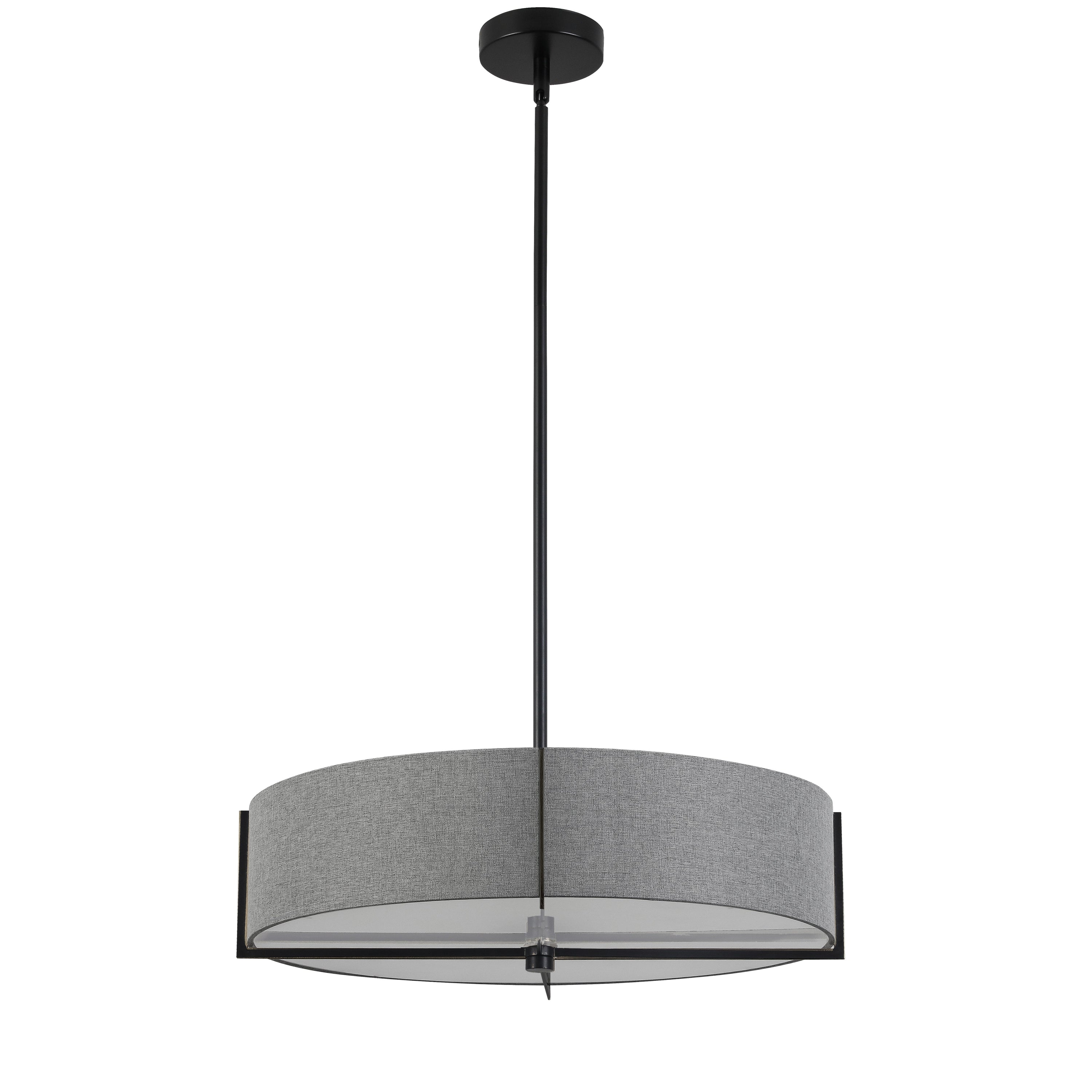 Dainolite Preston - PST-214P-MB-GRY - 4 Light Pendant, Matte Black with Grey Shade - Grey