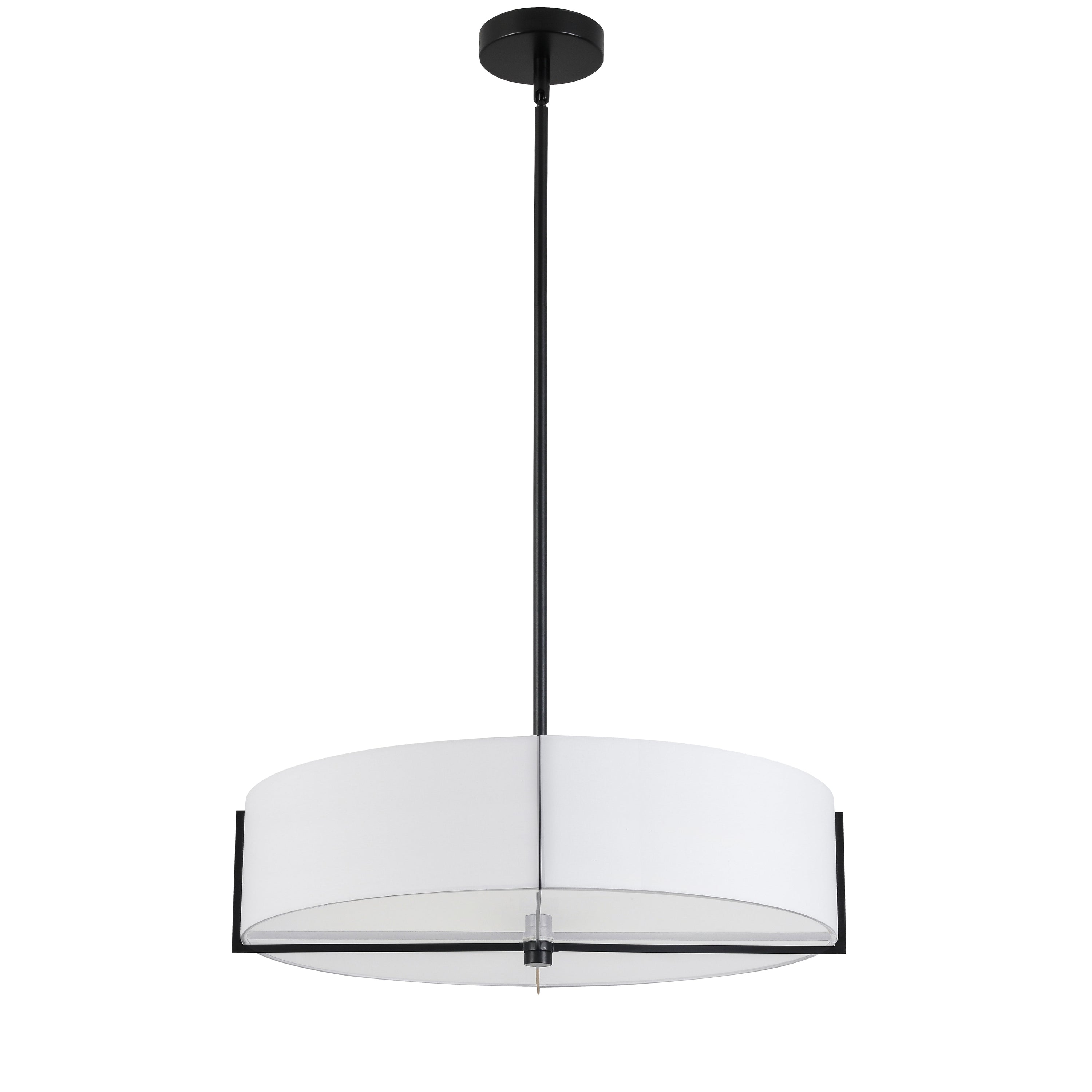 Dainolite Preston - PST-214P-MB-WH - 4 Light Pendant, Matte Black with White Shade - White