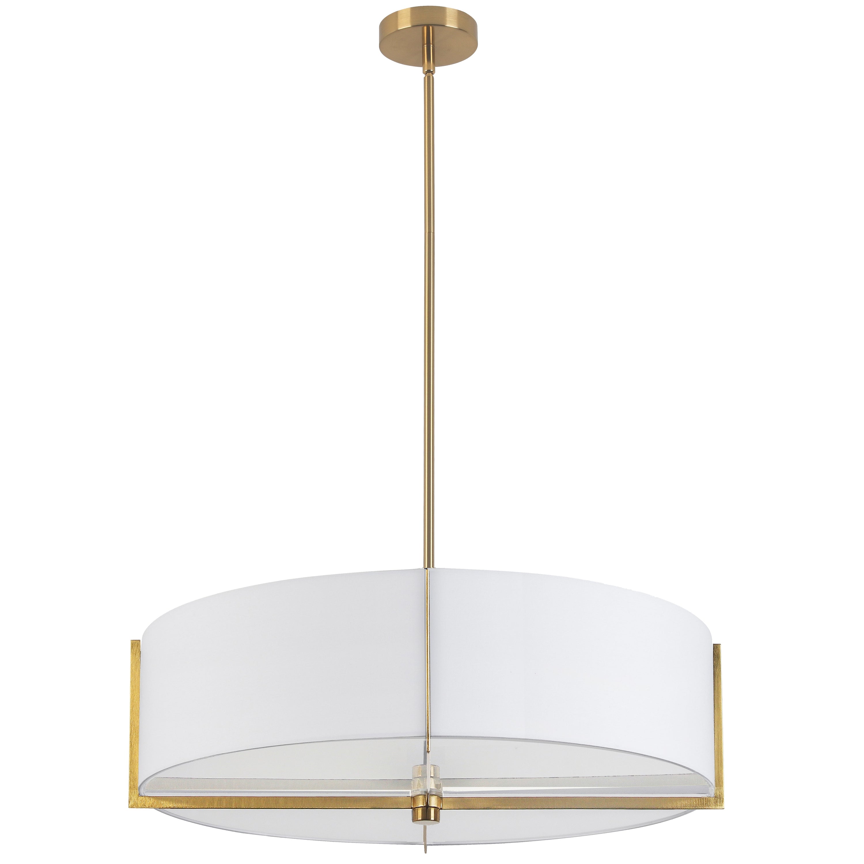 Dainolite Preston - PST-264LP-AGB-WH - 4 Light Pendant, Aged Brass with White Shade - White