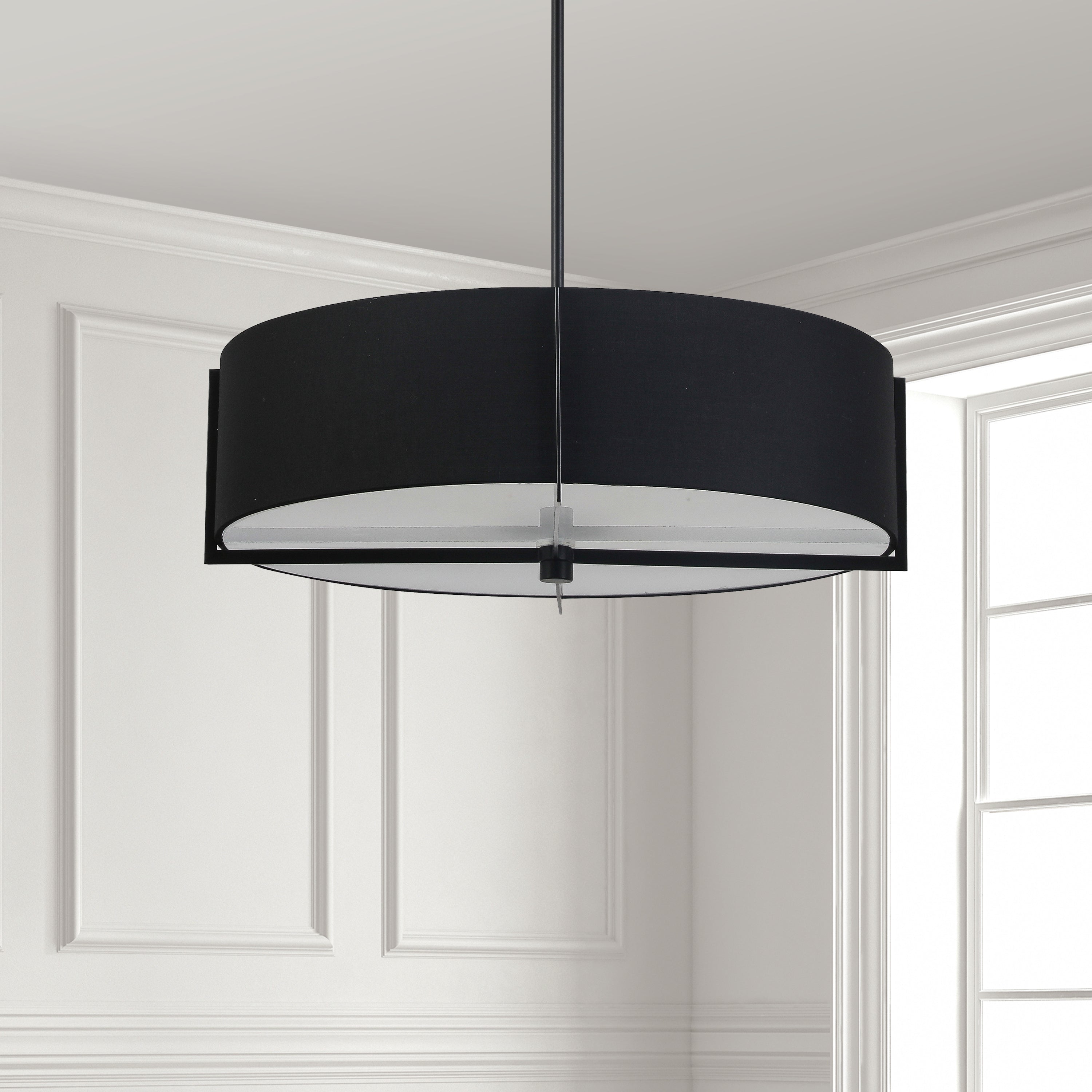 Dainolite Preston - PST-264LP-MB-BK - 4 Light Pendant, Matte Black with Black Shade - Black