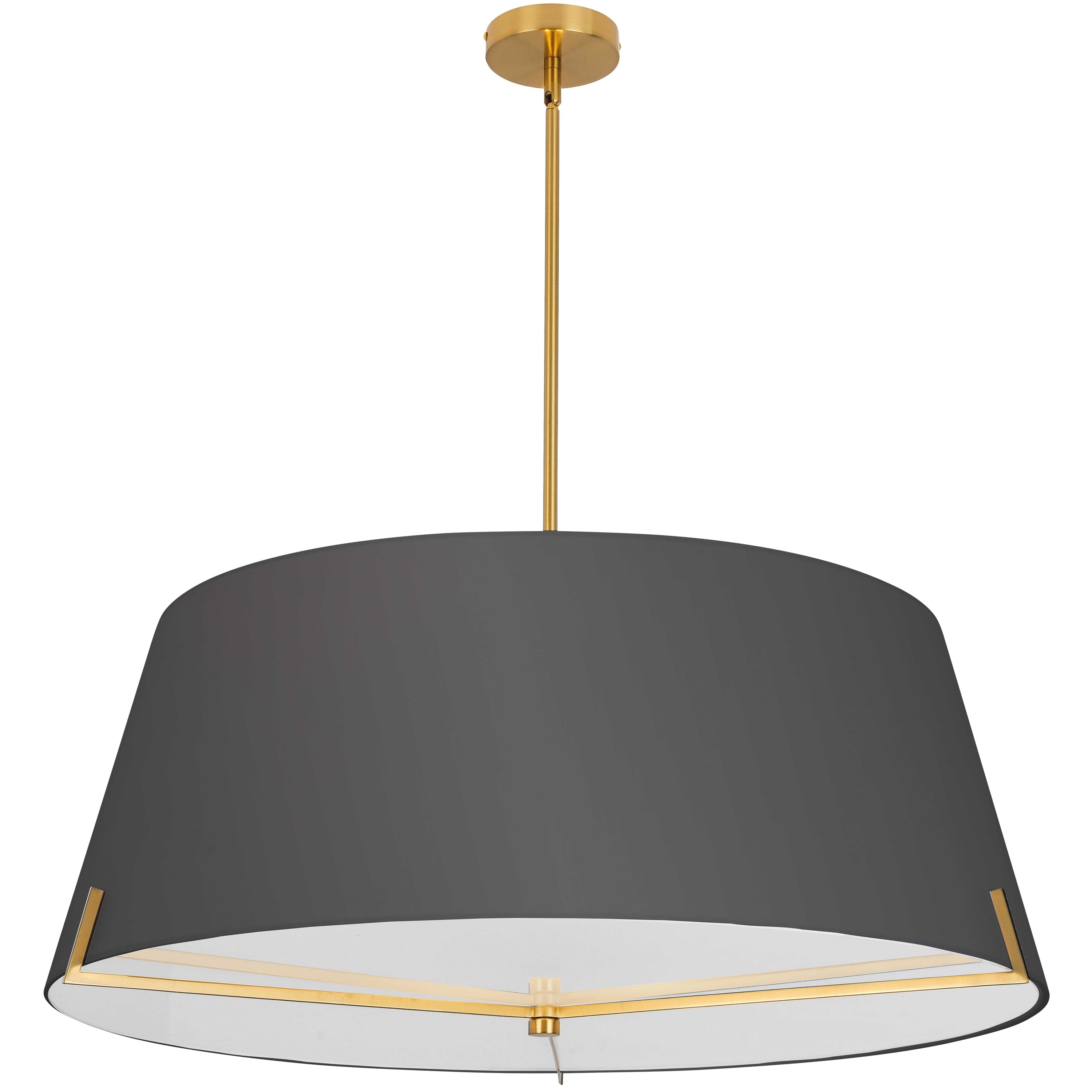 Dainolite Preston - PST-324P-AGB-BK - 4 Light Pendant Aged Brass with Black Fabric shade - Black