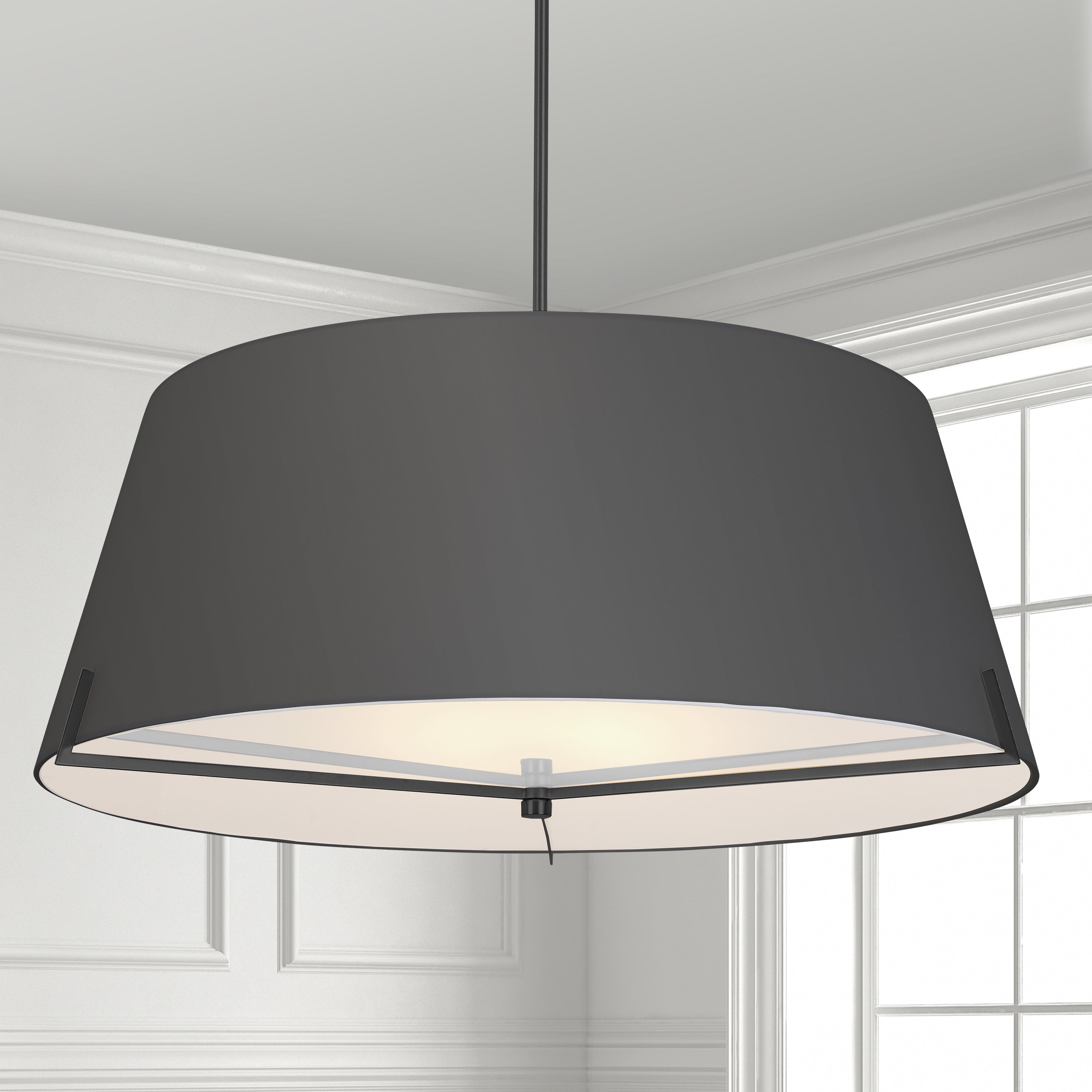 Dainolite Preston - PST-324P-MB-BK - 4 Light Pendant Matte Black with Black Fabric shade - Black