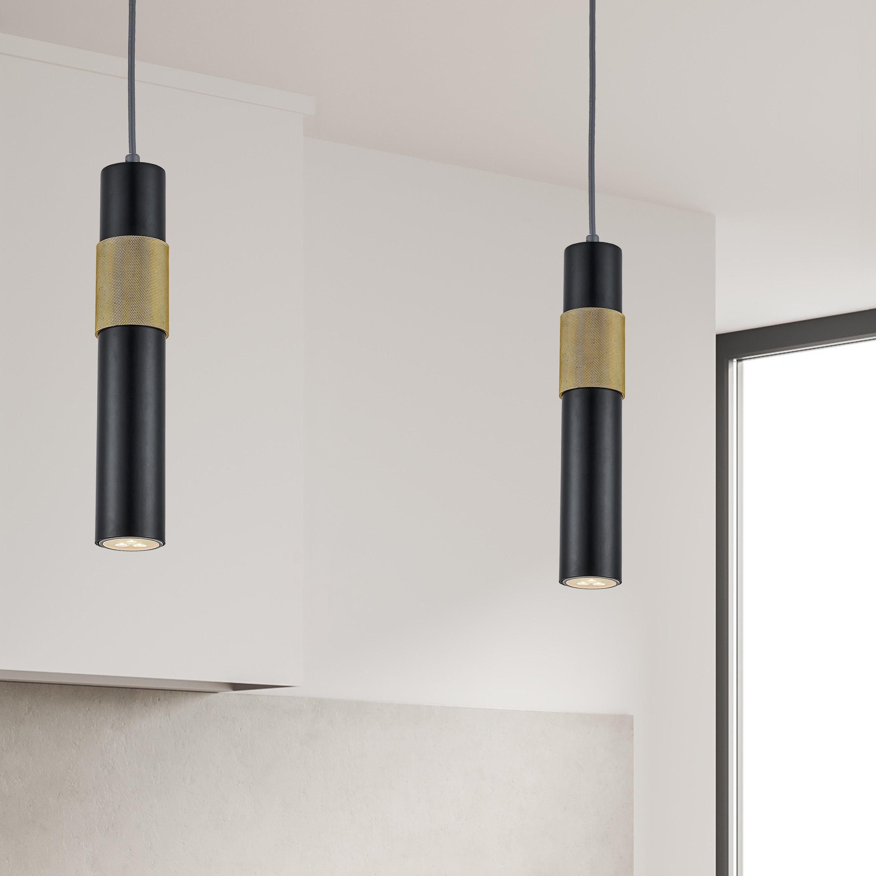 Dainolite Passwell - PSW-121P-MB-AGB - 1 Light Pendant Matte Black/Aged Brass - Matte Black