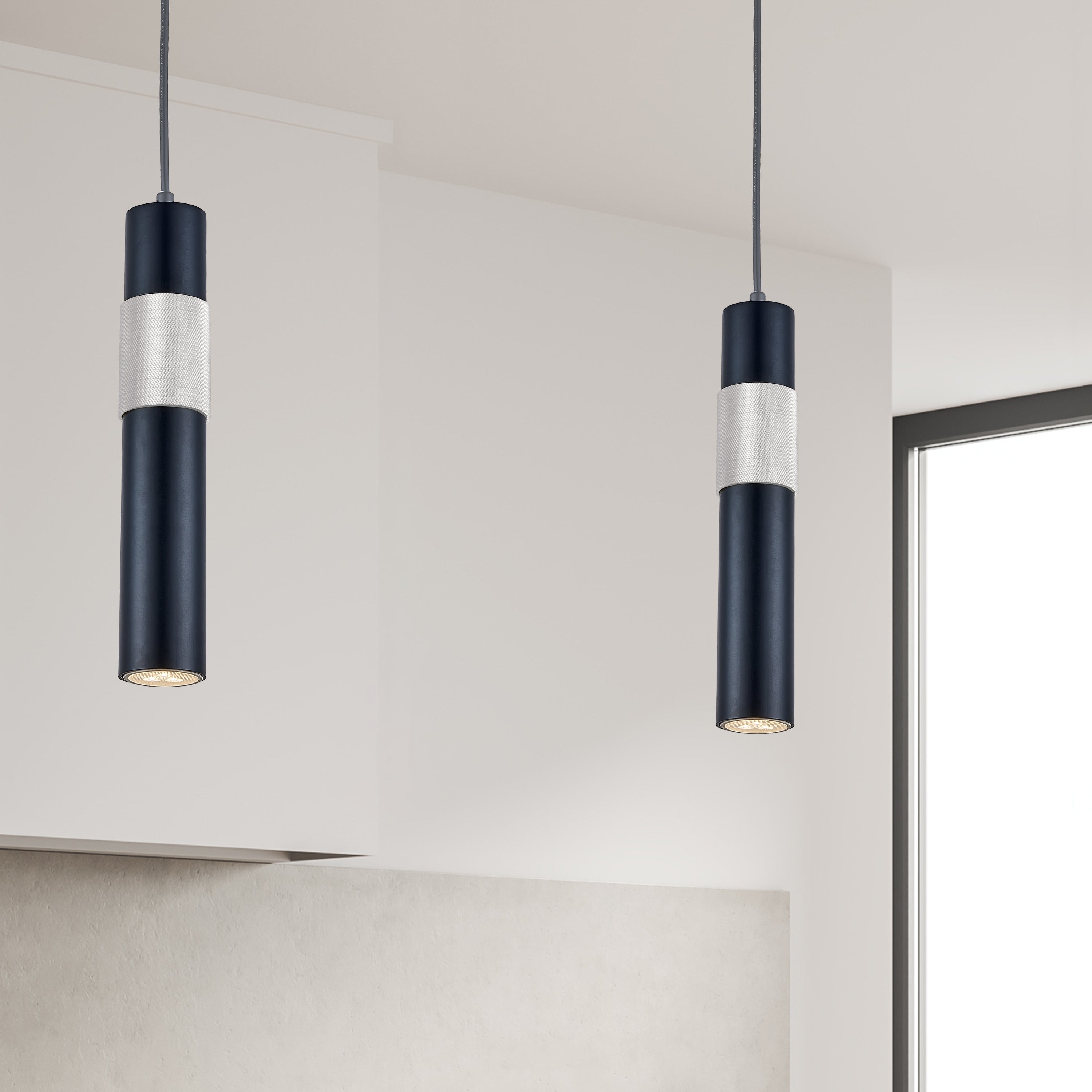 Dainolite Passwell - PSW-121P-MB-SC - 1 Light Pendant Matte Black/Satin Chrome - Matte Black