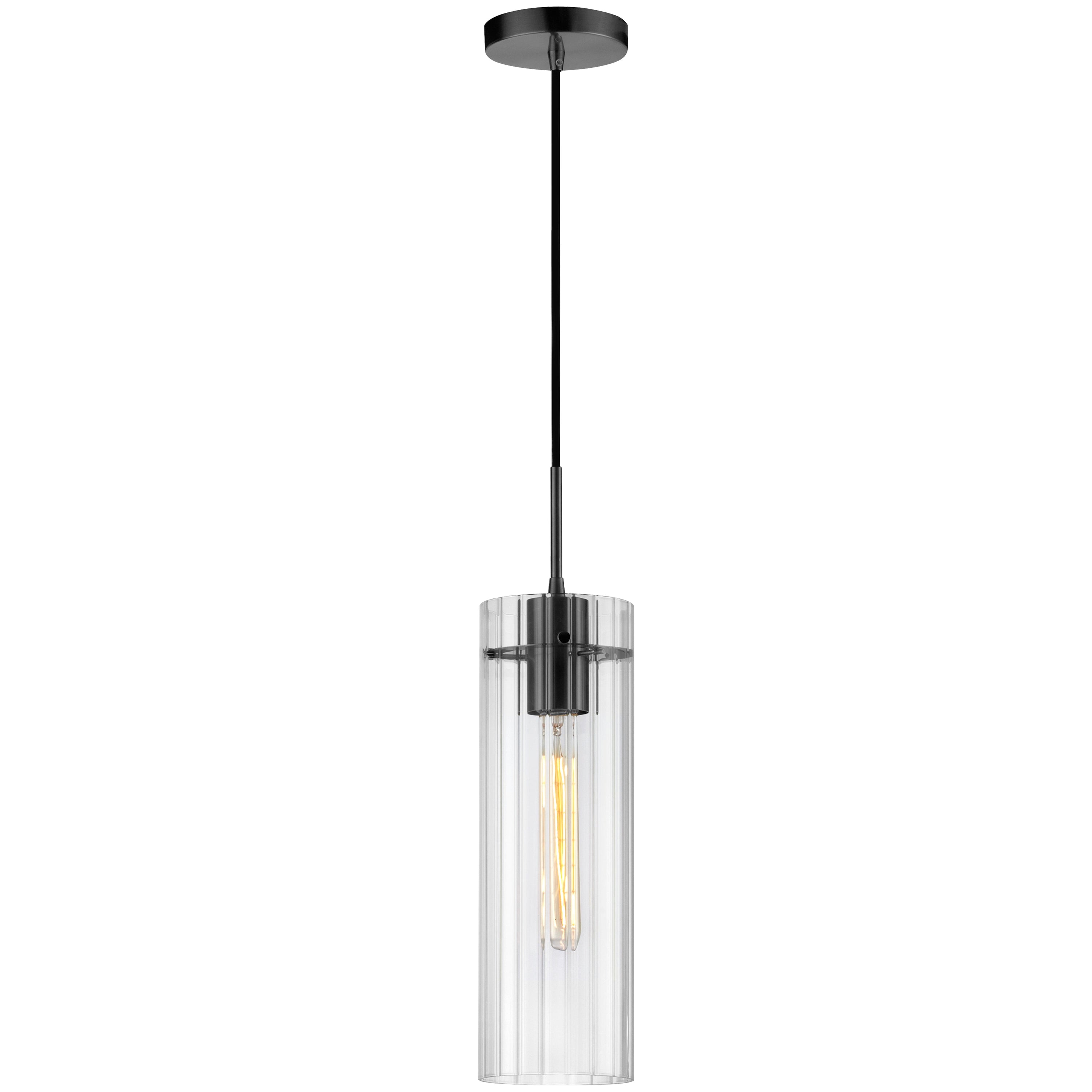 Dainolite Patia - PTA-51P-CFF-MB - 1 Light Incand Pendant, Matte Black w/ Clear Fluted Glass - Clear