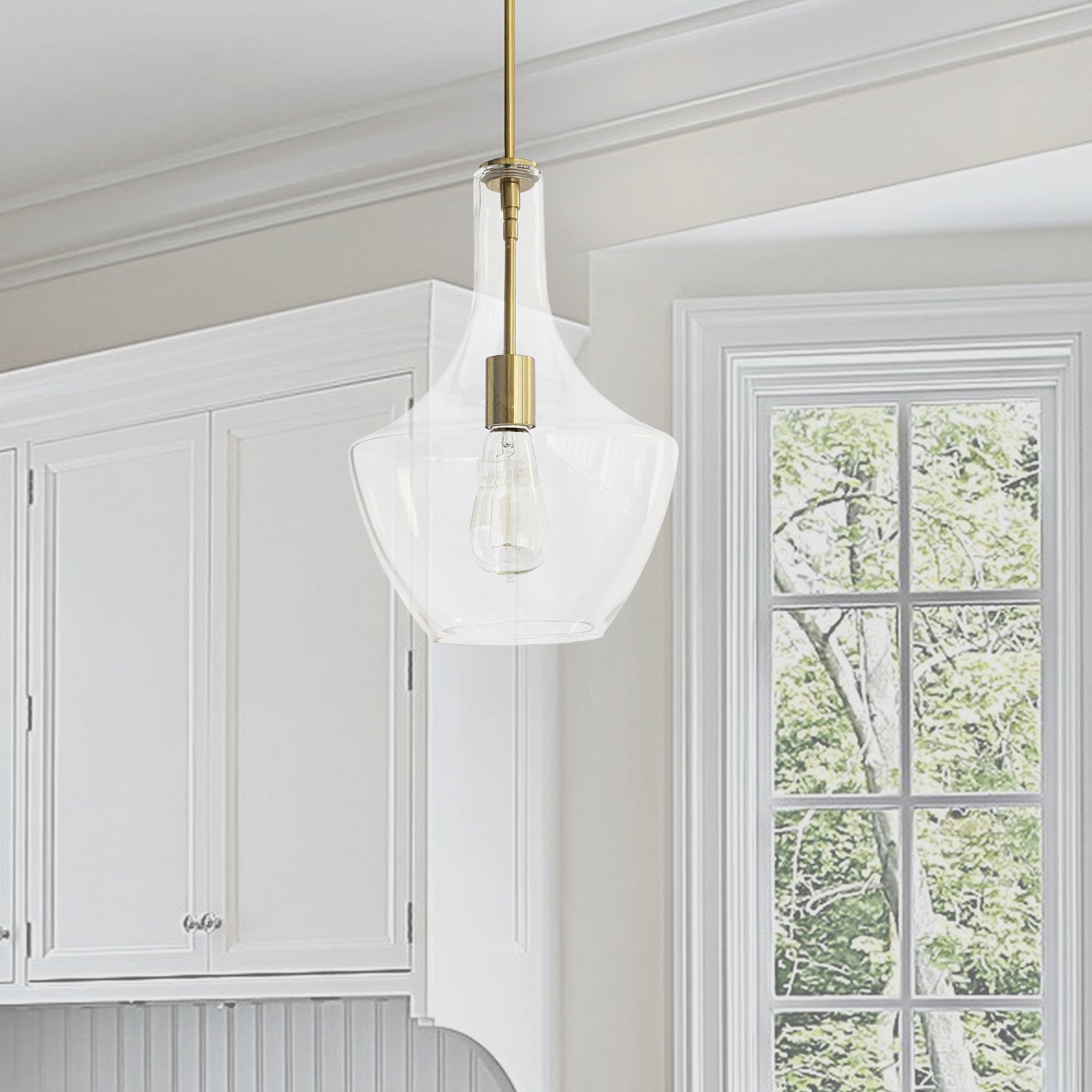 Dainolite Petalite - PTL-101P-AGB - 1 Light Pendant, Aged Brass with Clear Glass - Aged Brass