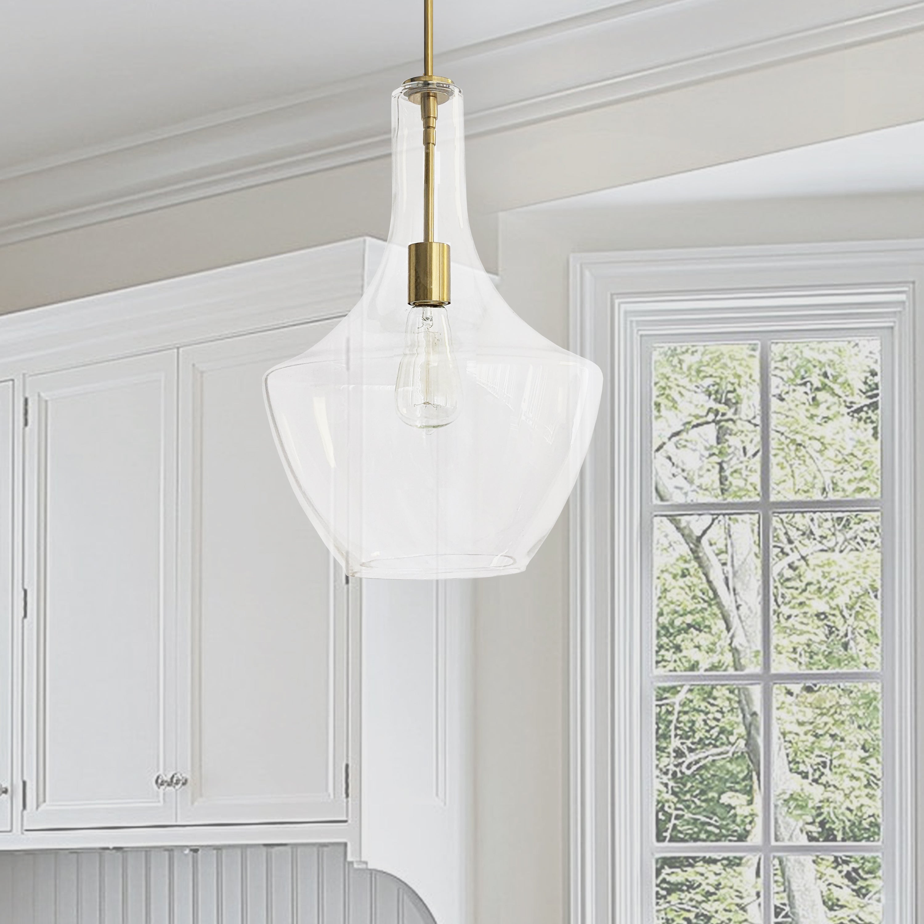 Dainolite Petalite - PTL-121P-AGB - 1 Light Pendant, Aged Brass with Clear Glass - Clear