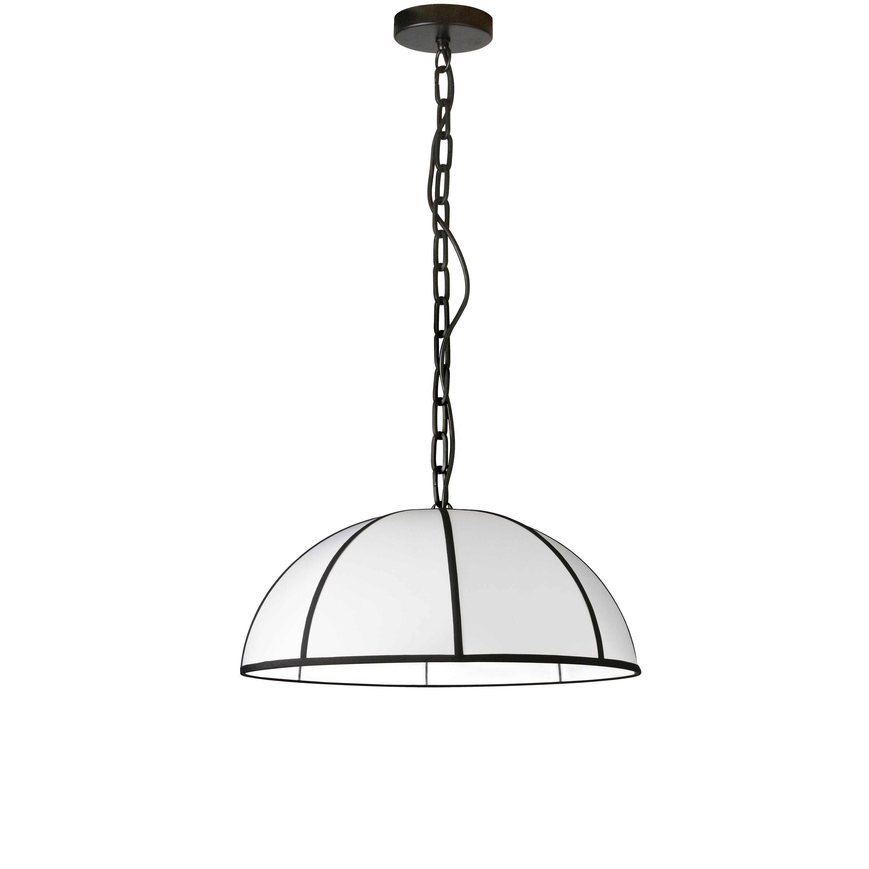 Dainolite Portobello - PTO-201P-MB-BW - 1 Light Pendant, Matte Black with White Shade and Black Trim - Black