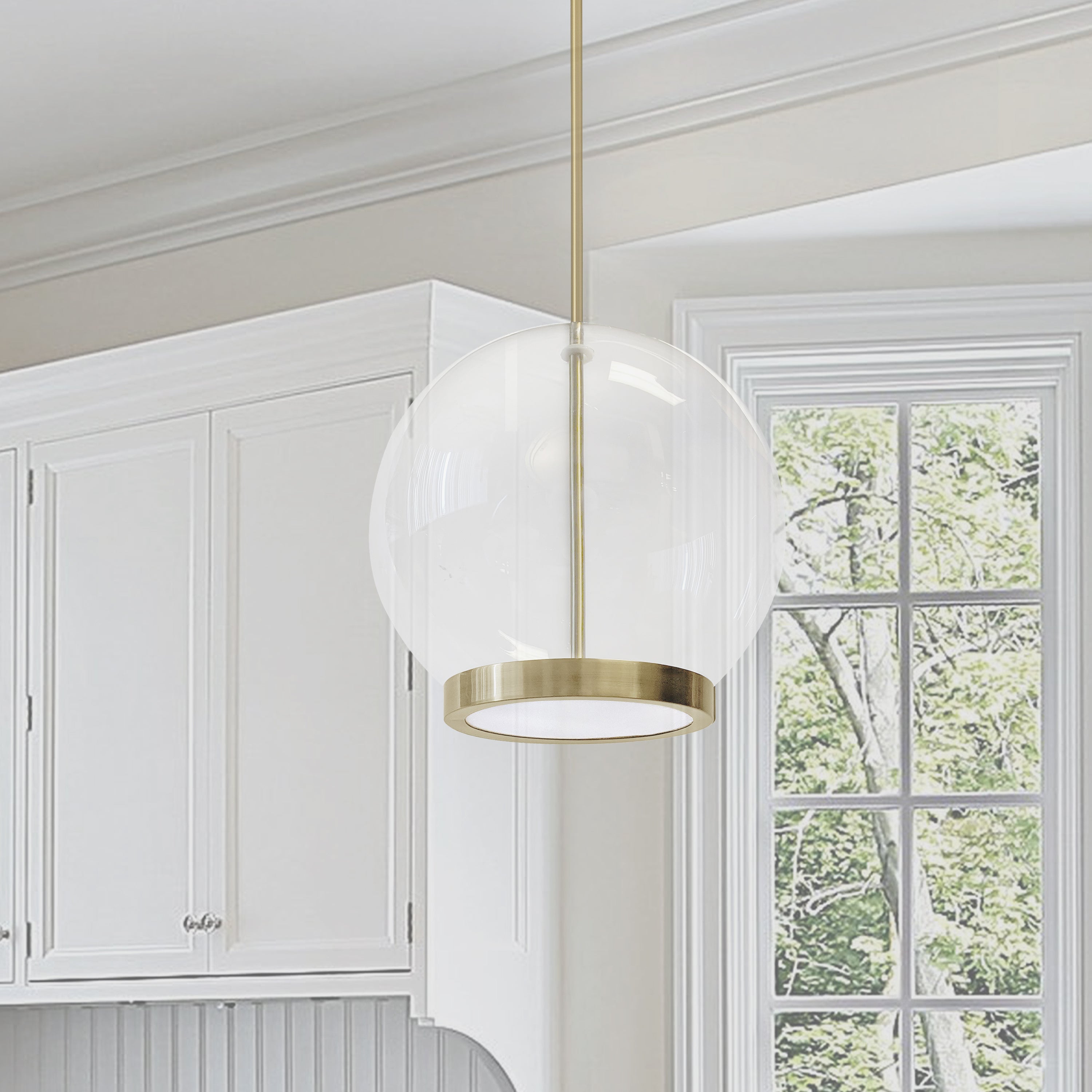 Dainolite Picotas - PTS-1215LEDP-AGB - 15W Pendant, Aged Brass with Clear Glass - Clear