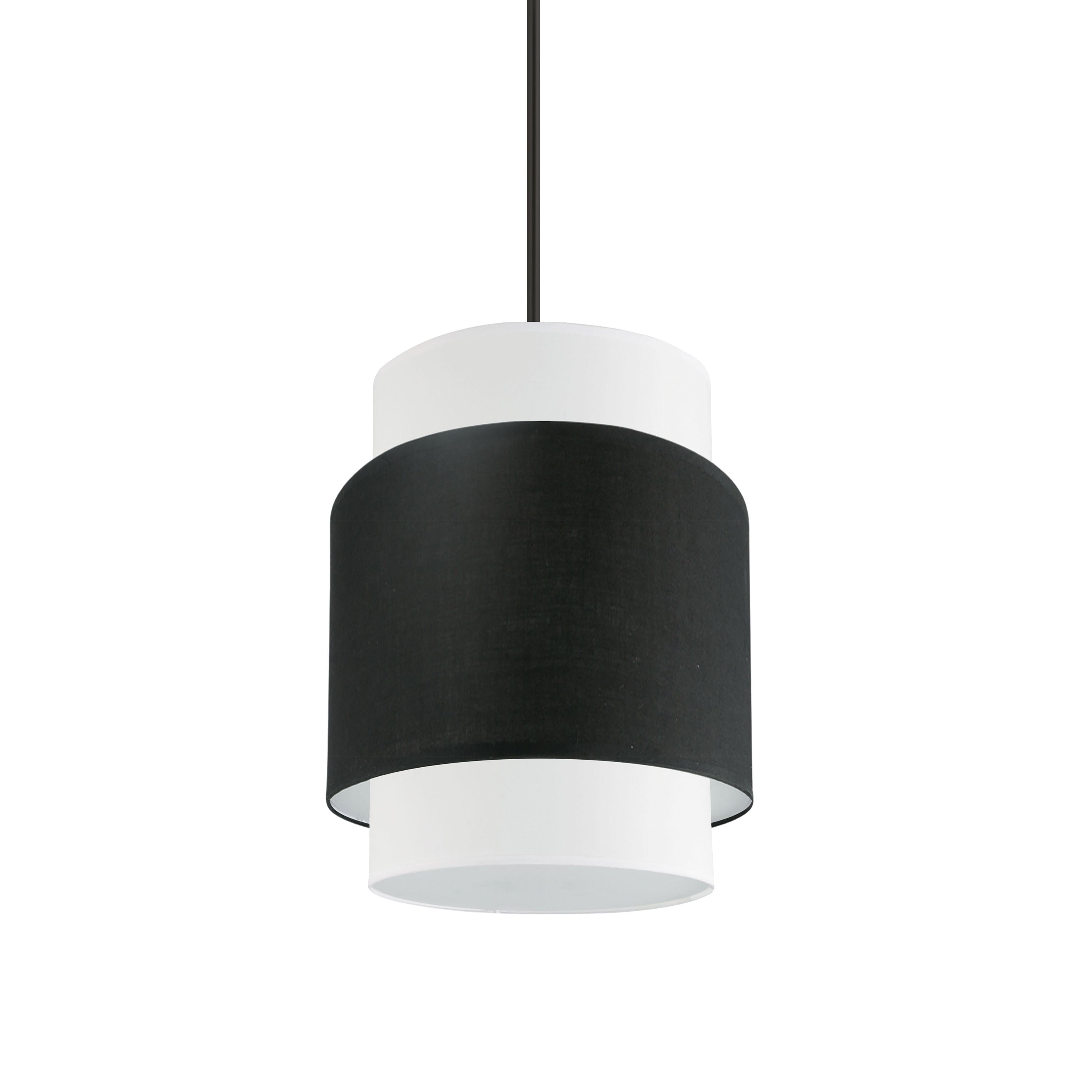 Dainolite Priya - PYA-141P-MB-BW - 1 Light Pendant, Matte Black with Black / White Shade - Black