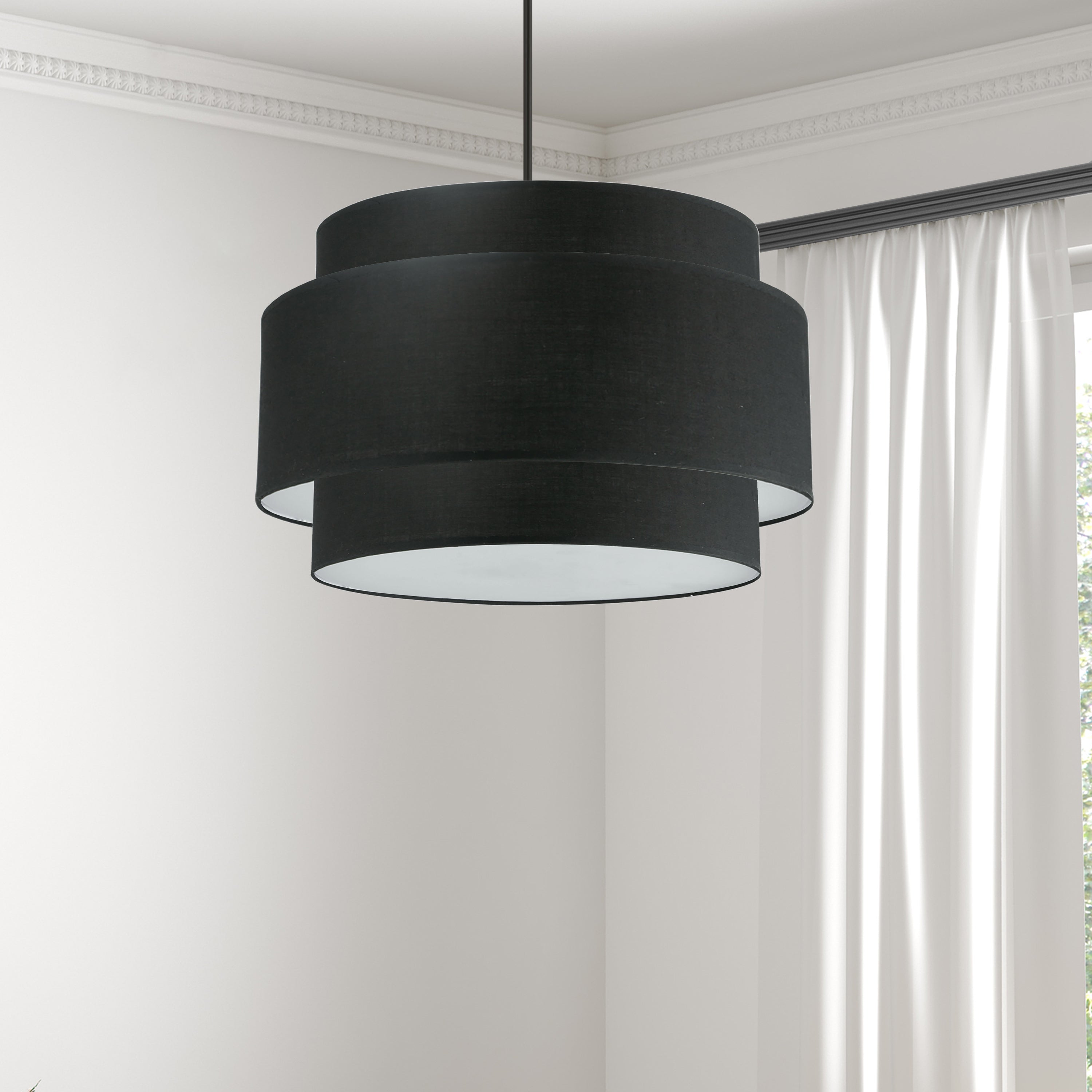 Dainolite Priya - PYA-224C-MB-BK - 4 Light Chandelier Fixture, Matte Black with Black Shade - Black