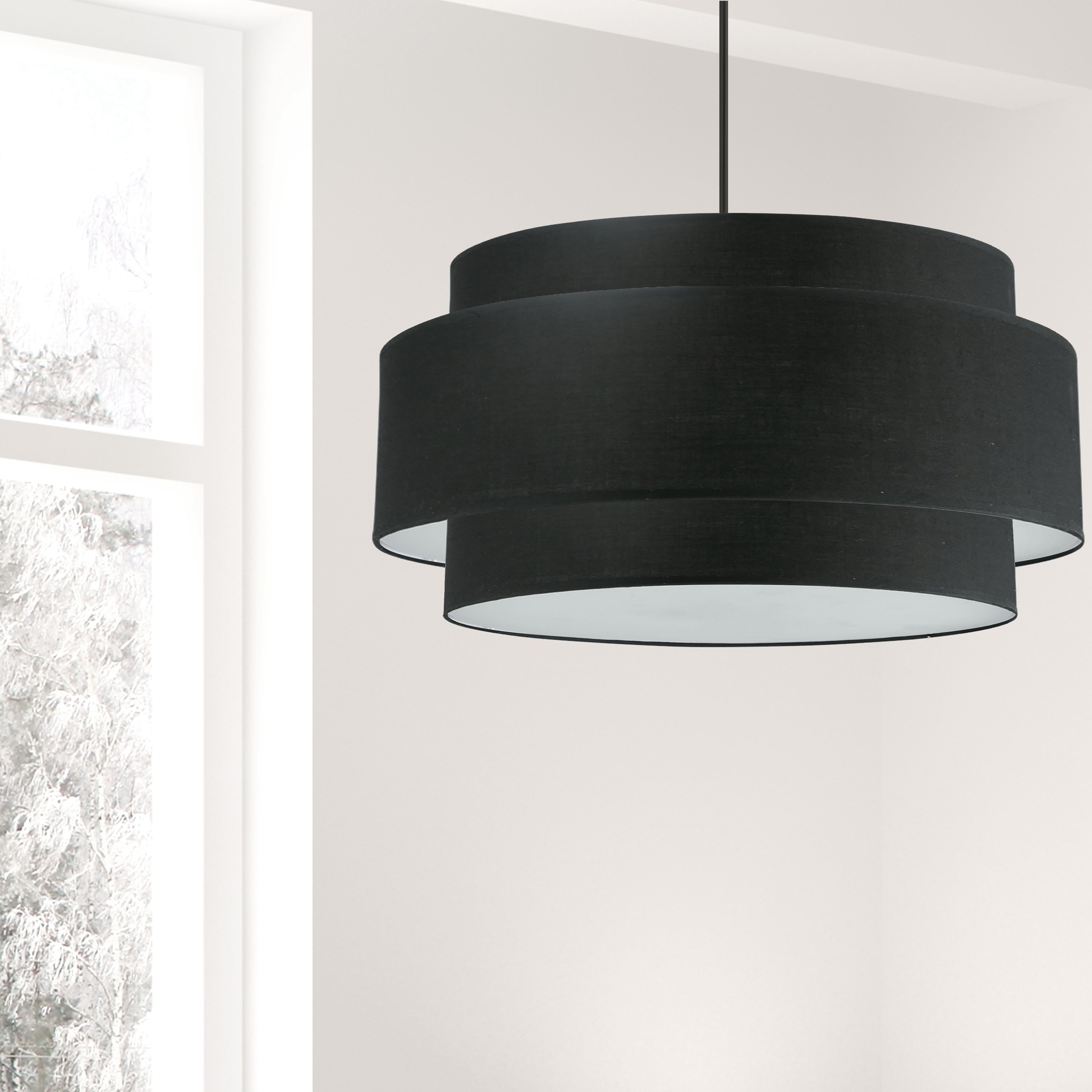 Dainolite Priya - PYA-304C-MB-BK - 4 Light Chandelier Fixture, Matte Black with Black Shade - Black