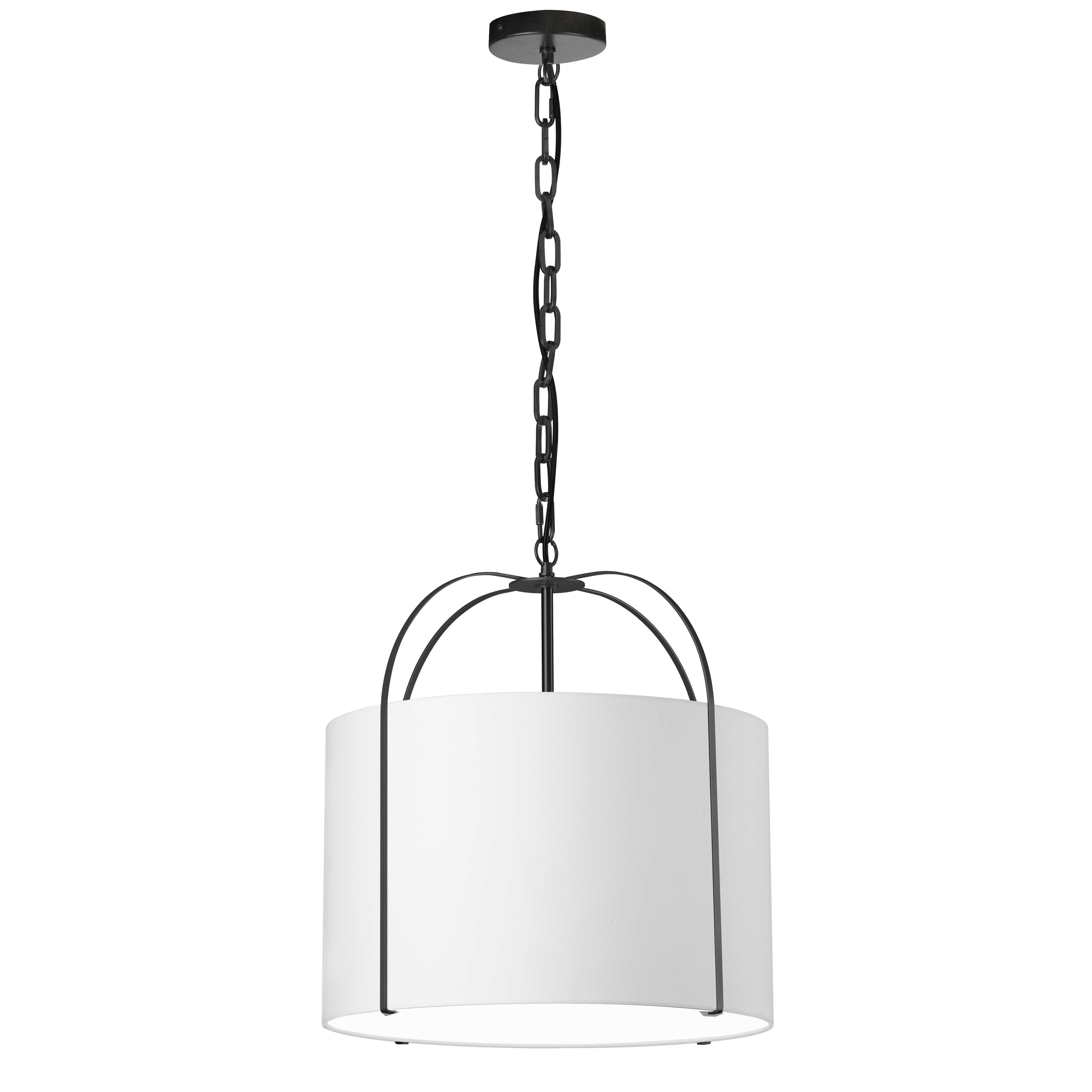 Dainolite Quincy - QCY-181P-BK-WH - 1 Light Pendant Black with White Shade - White