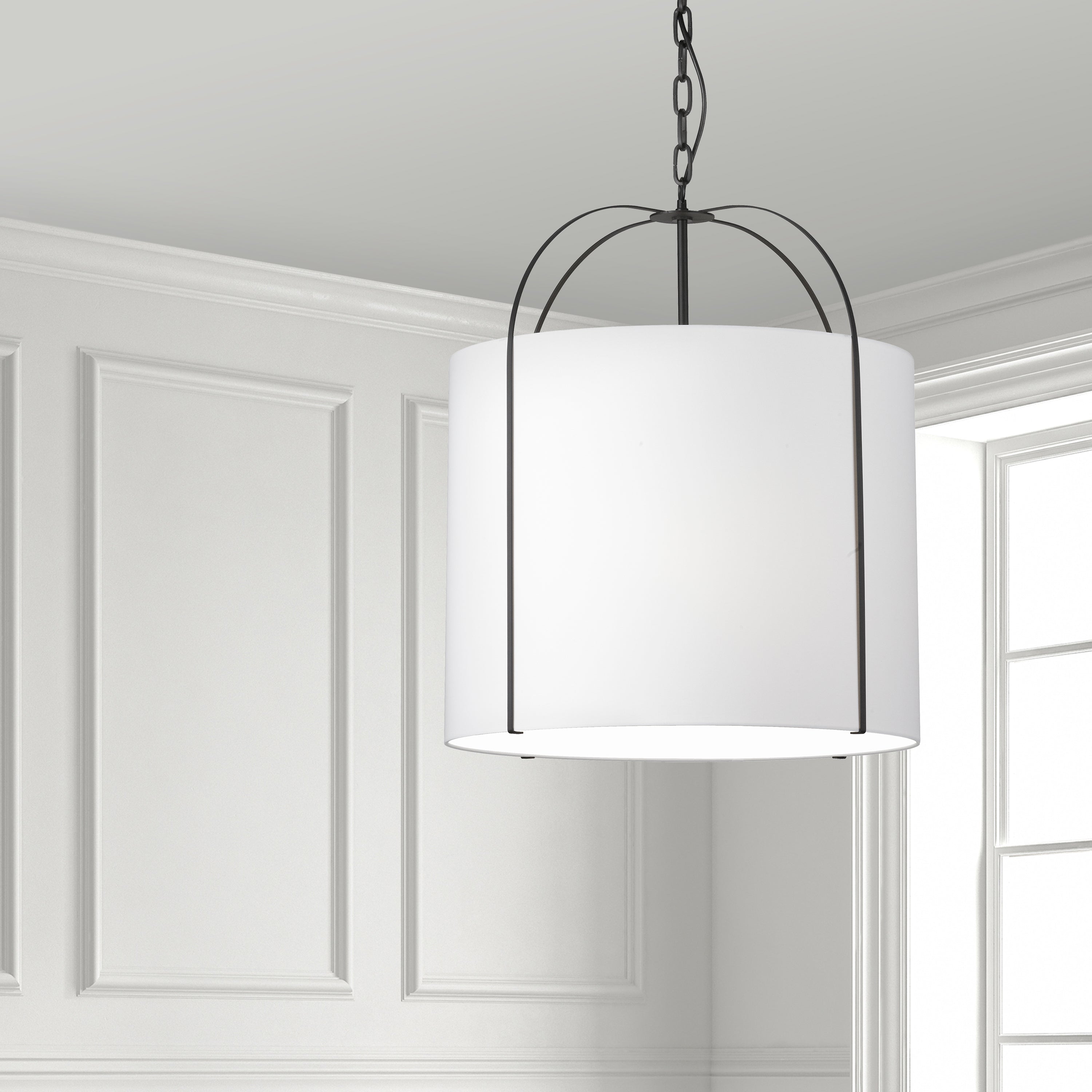 Dainolite Quincy - QCY-221P-BK-WH - 3 Light Pendant Black with Black Shade - White