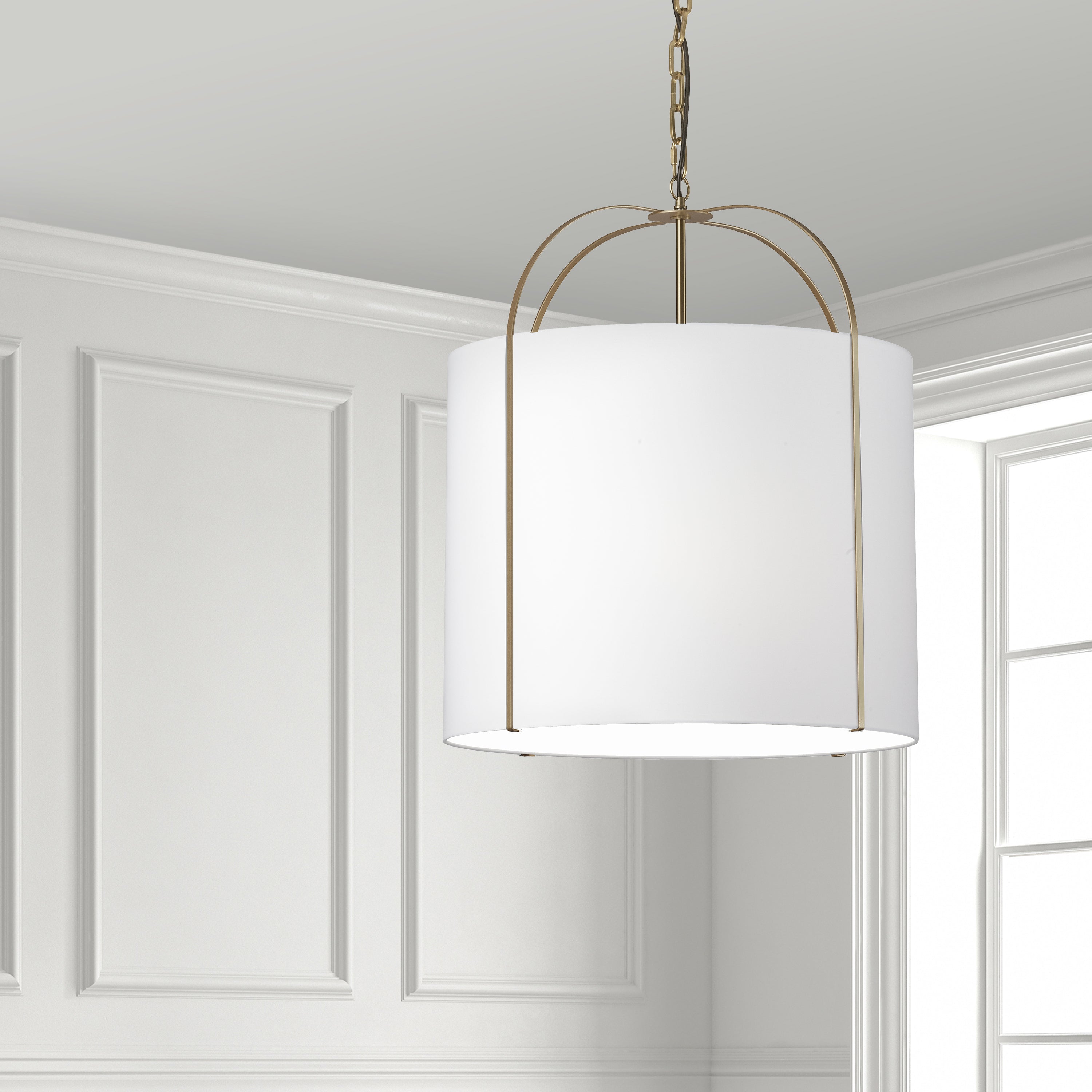 Dainolite Quincy - QCY-221P-GLD-WH - 3 Light Pendant Gold with White Shade - White