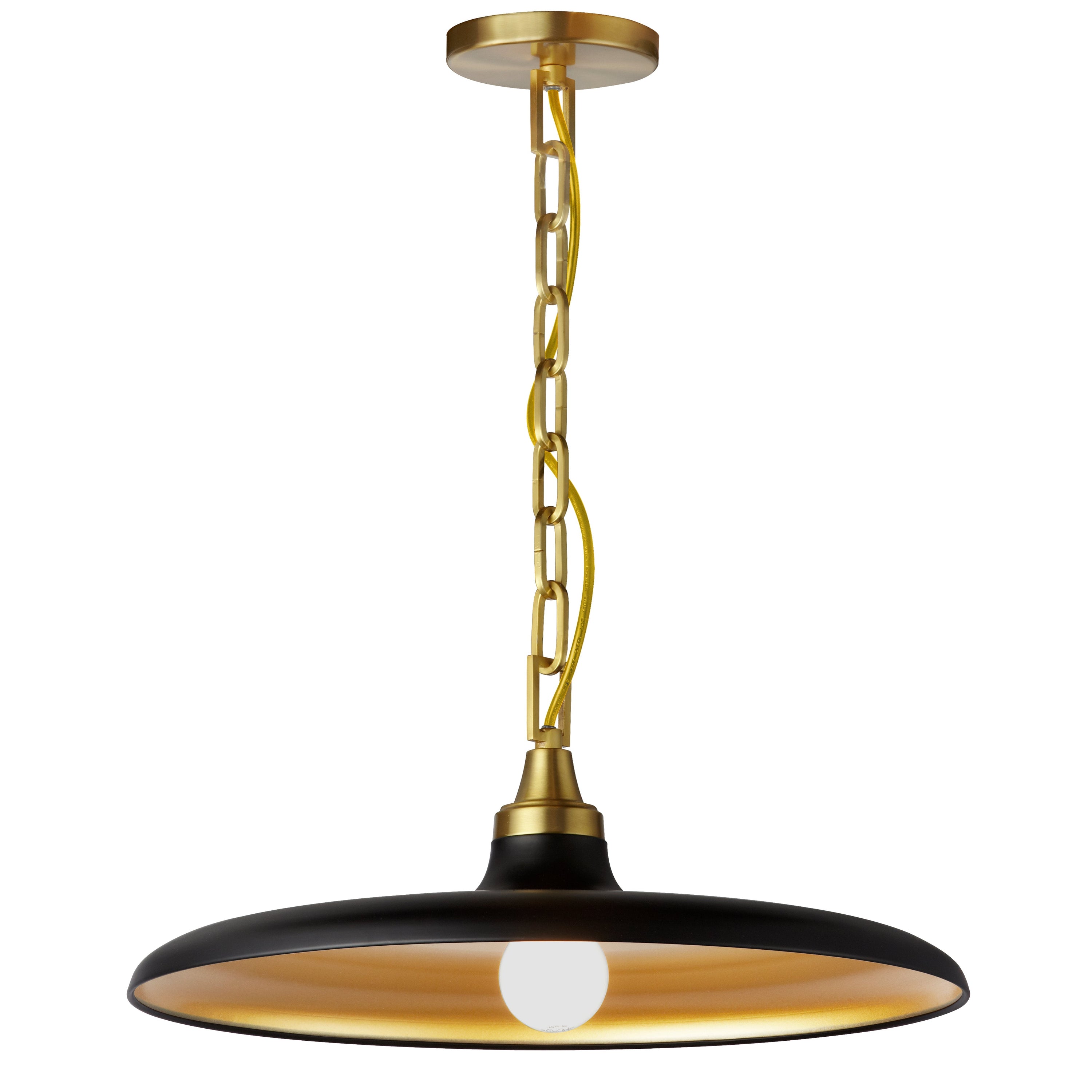 Dainolite Quentin - QTN-181P-MB-AGB - 1 Light Pendant Aged Brass with Matte Black & Gold Shade - Matte Black