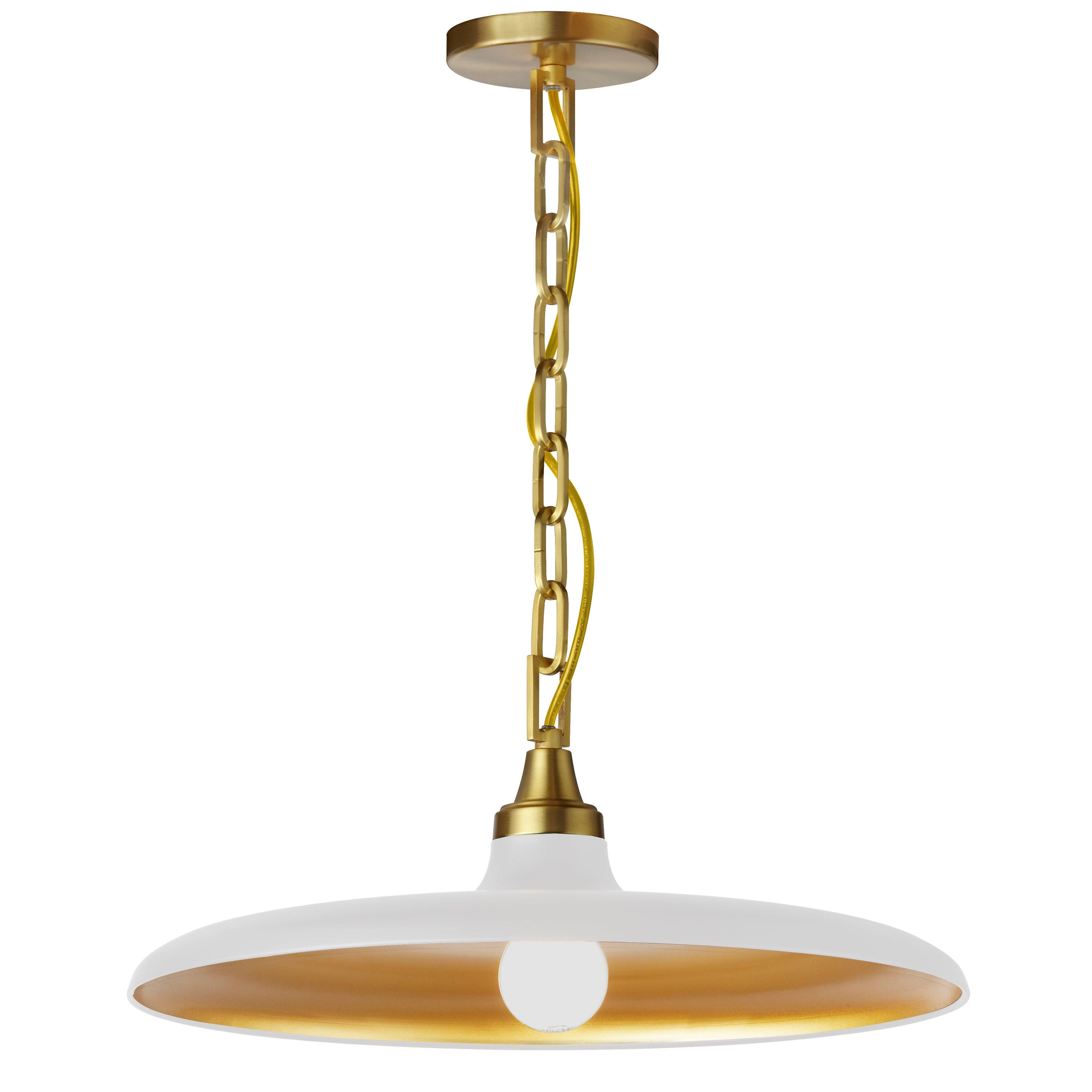 Dainolite Quentin - QTN-181P-MW-AGB - 1 Light Pendant Aged Brass with Matte White & Gold Shade - Matte White