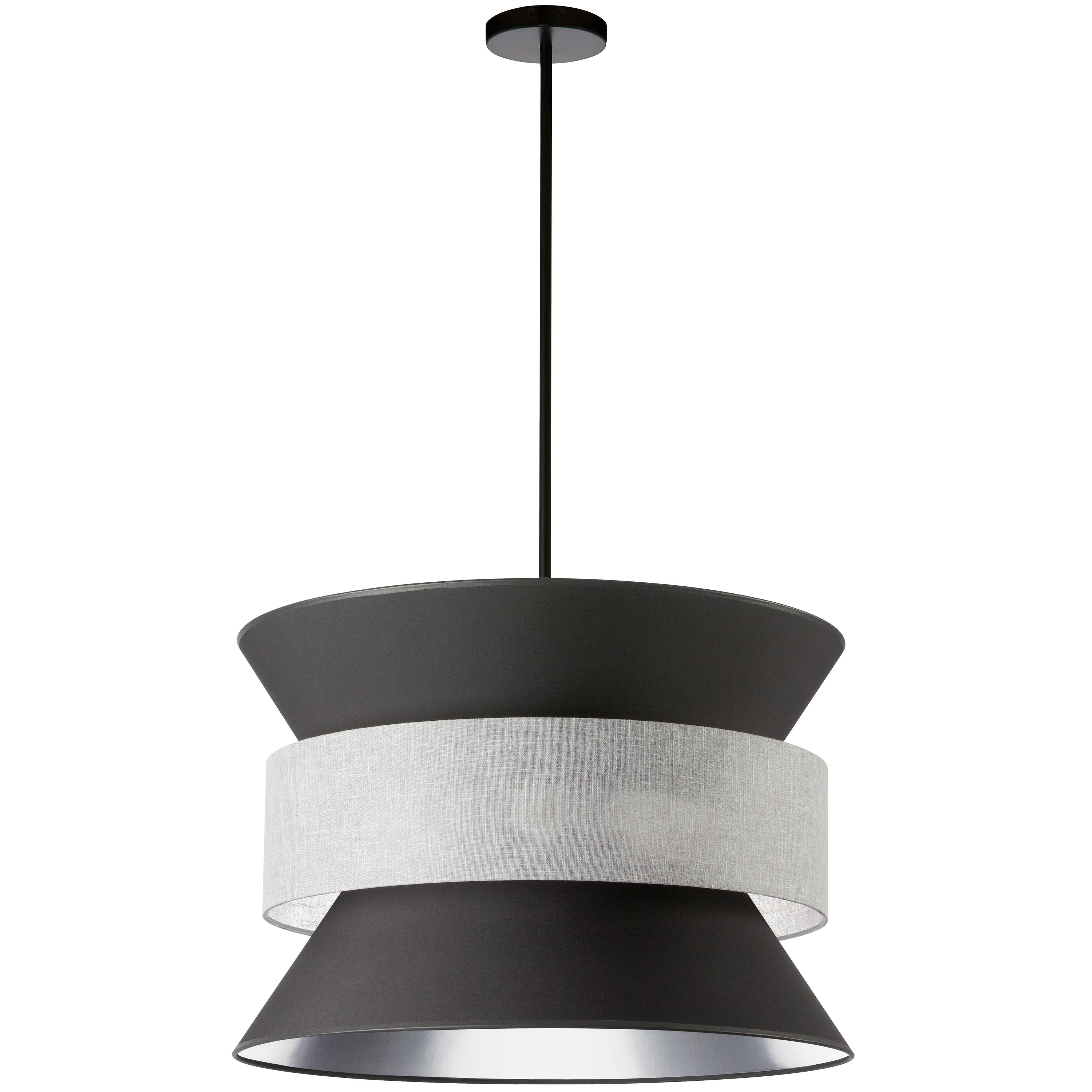 Dainolite Questa - QUA-244P-BK-GRY - 4 Light Pendant Matte Black with Black Shades - Black