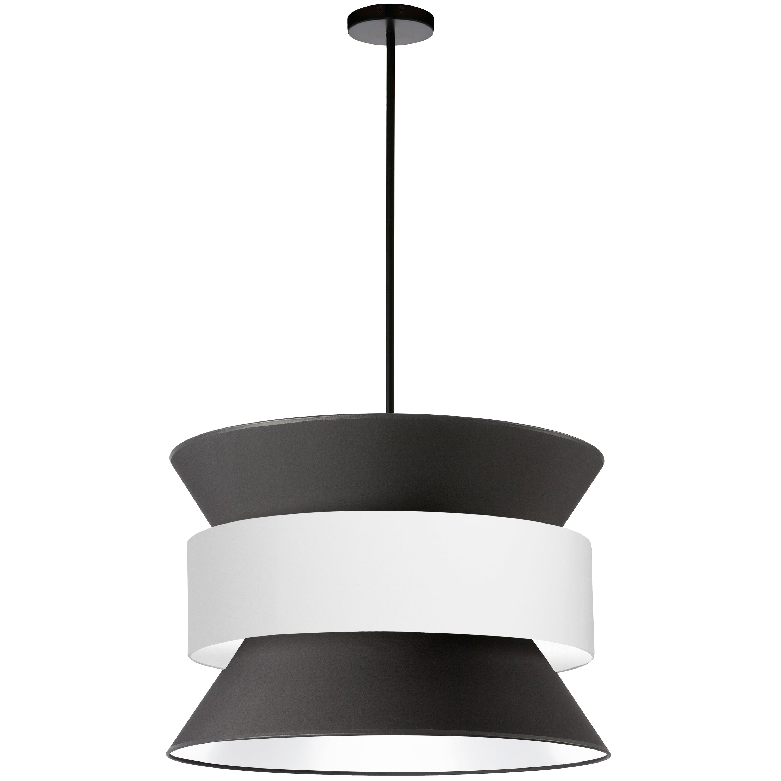 Dainolite Questa - QUA-244P-BK-WH - 4 Light Pendant Matte Black with Black & White Shade - Black