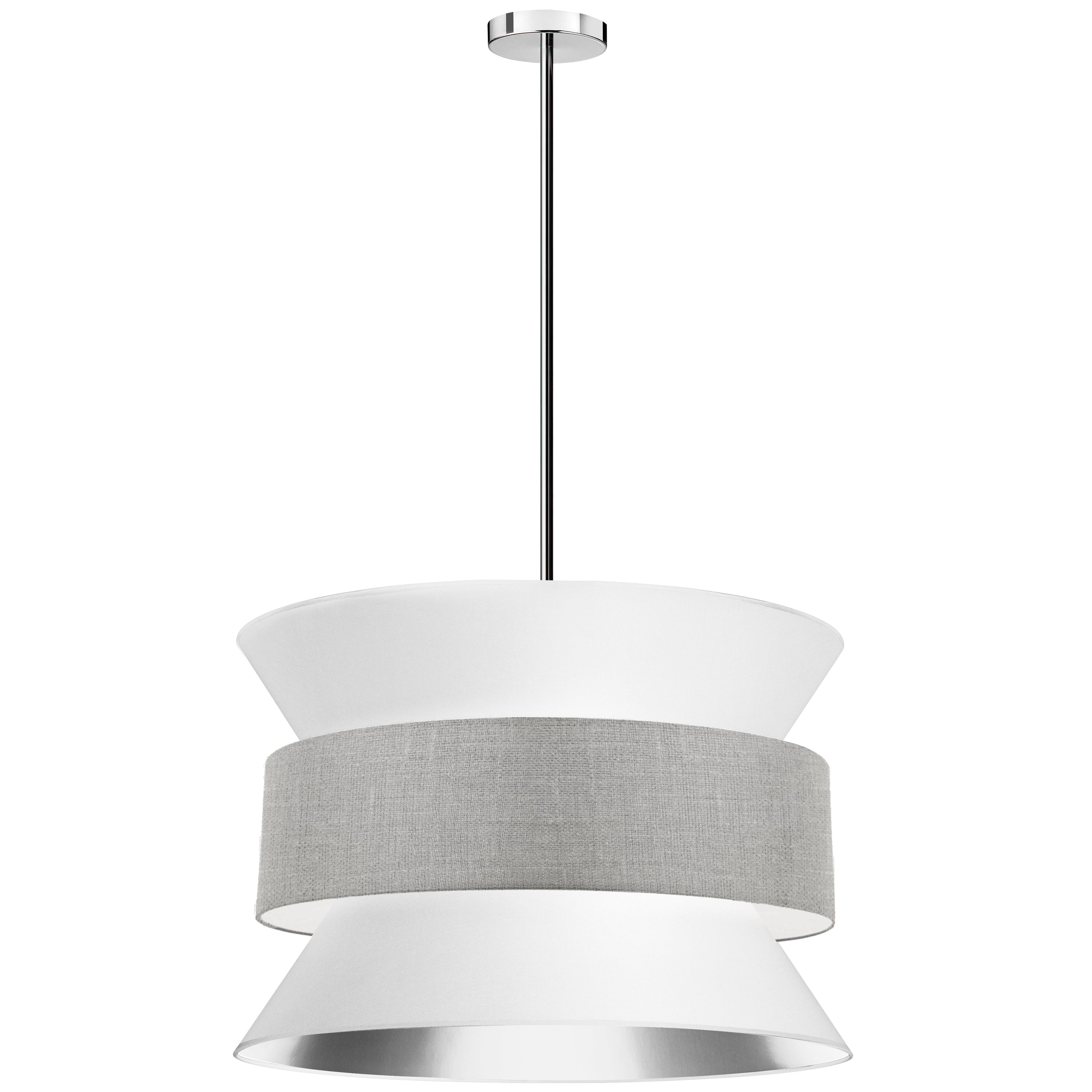 Dainolite Questa - QUA-244P-WH-GRY - 4 Light Pendant Polished Chrome with White Grey Shade - White