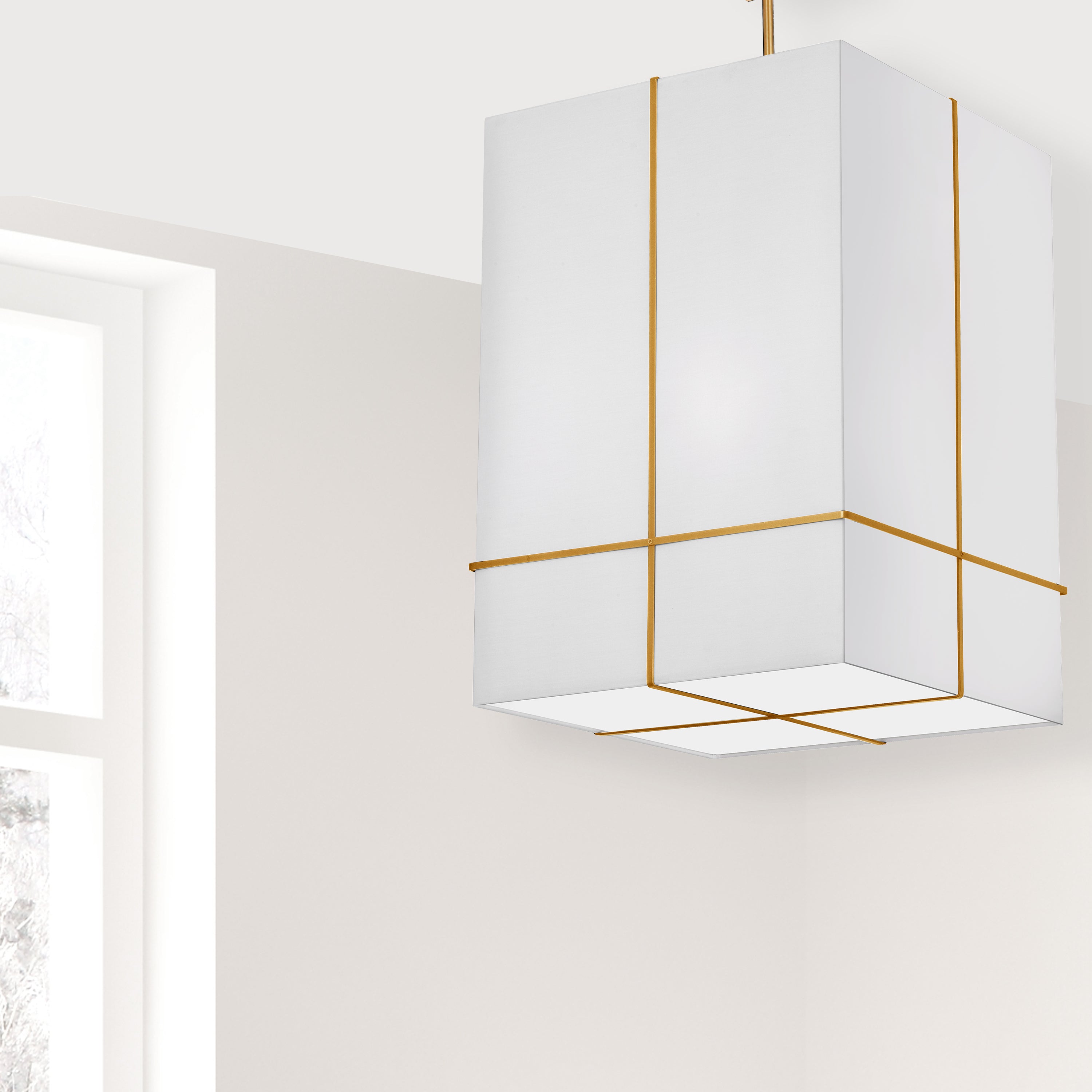 Dainolite Raquel - RAQ-184P-GLD-WH - 4 Light Pendant, Gold with a White Shade - White