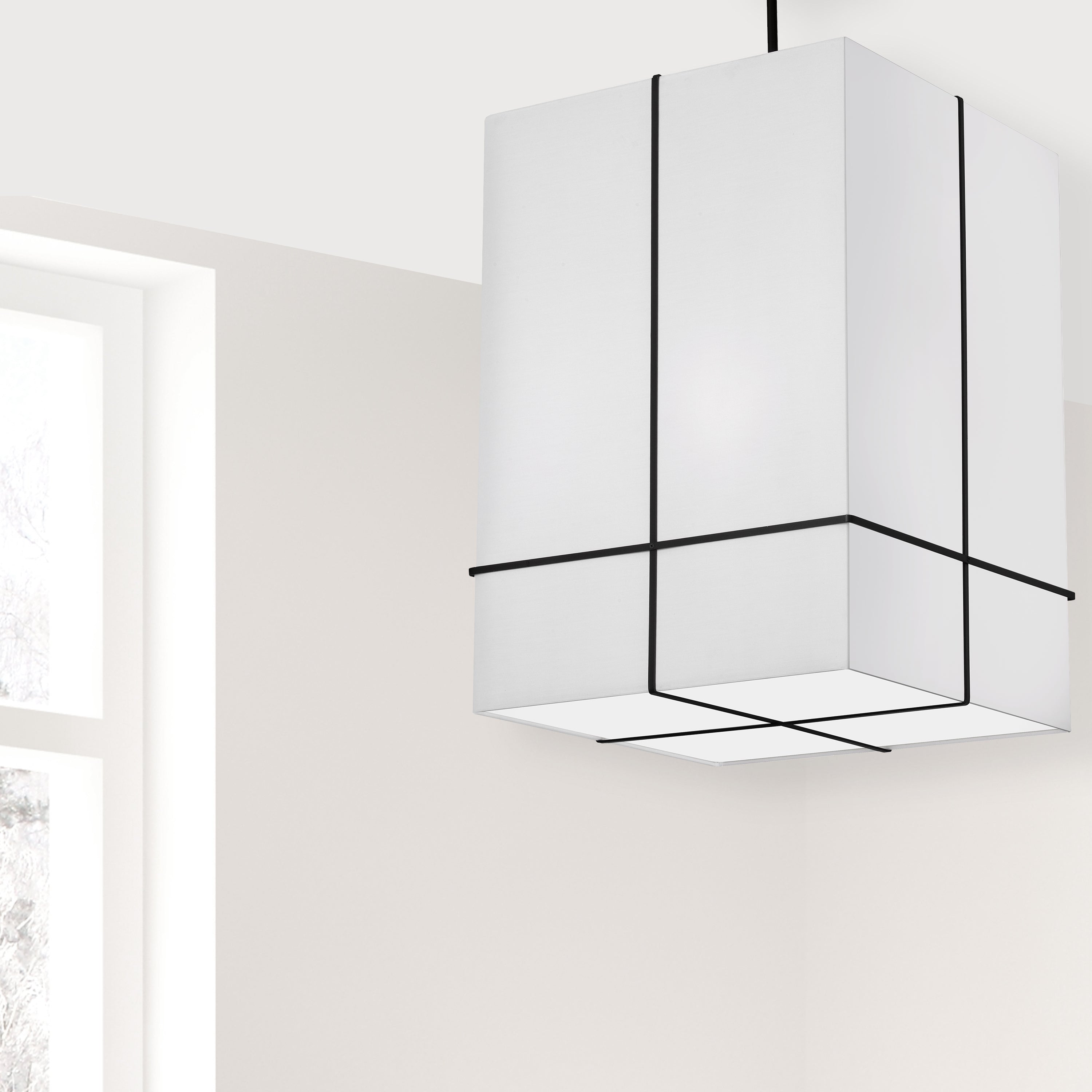 Dainolite Raquel - RAQ-184P-MB-WH - 4 Light Pendant, Matte Black with a White Shade - White