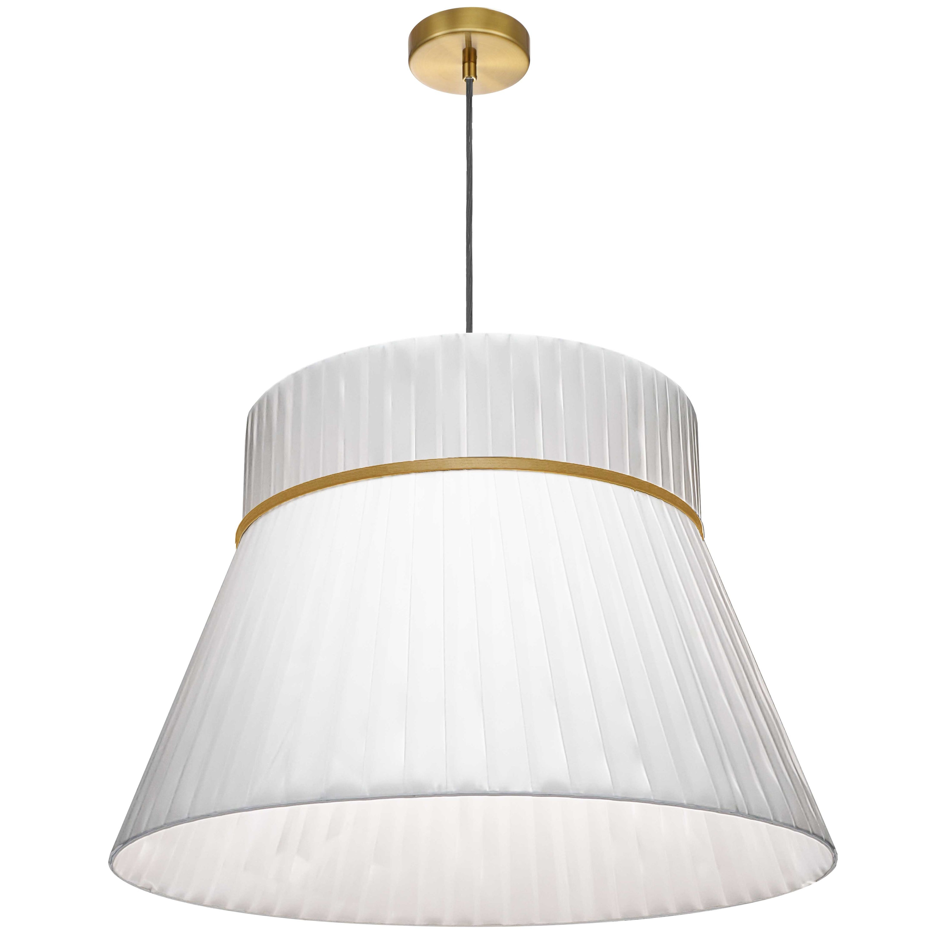 Dainolite Rochelle - RCH-241P-AGB-WH - 1 Light Pendant, Aged Brass with a White Ribbon Shade - White