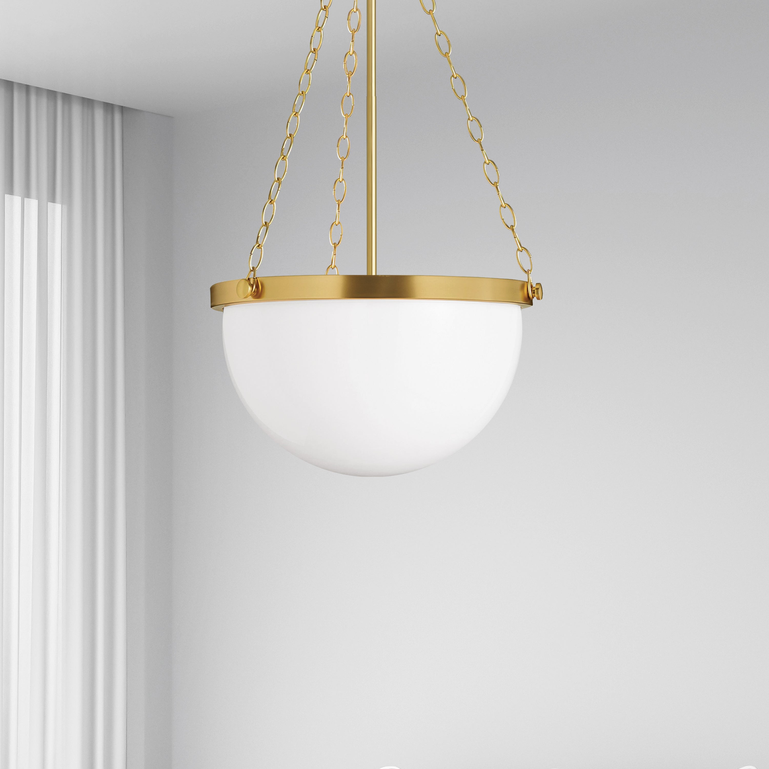 Dainolite Rhonda - RHO-151P-AGB - 1 Light Rhonda Pendant Aged Brass w/ White Glass - White