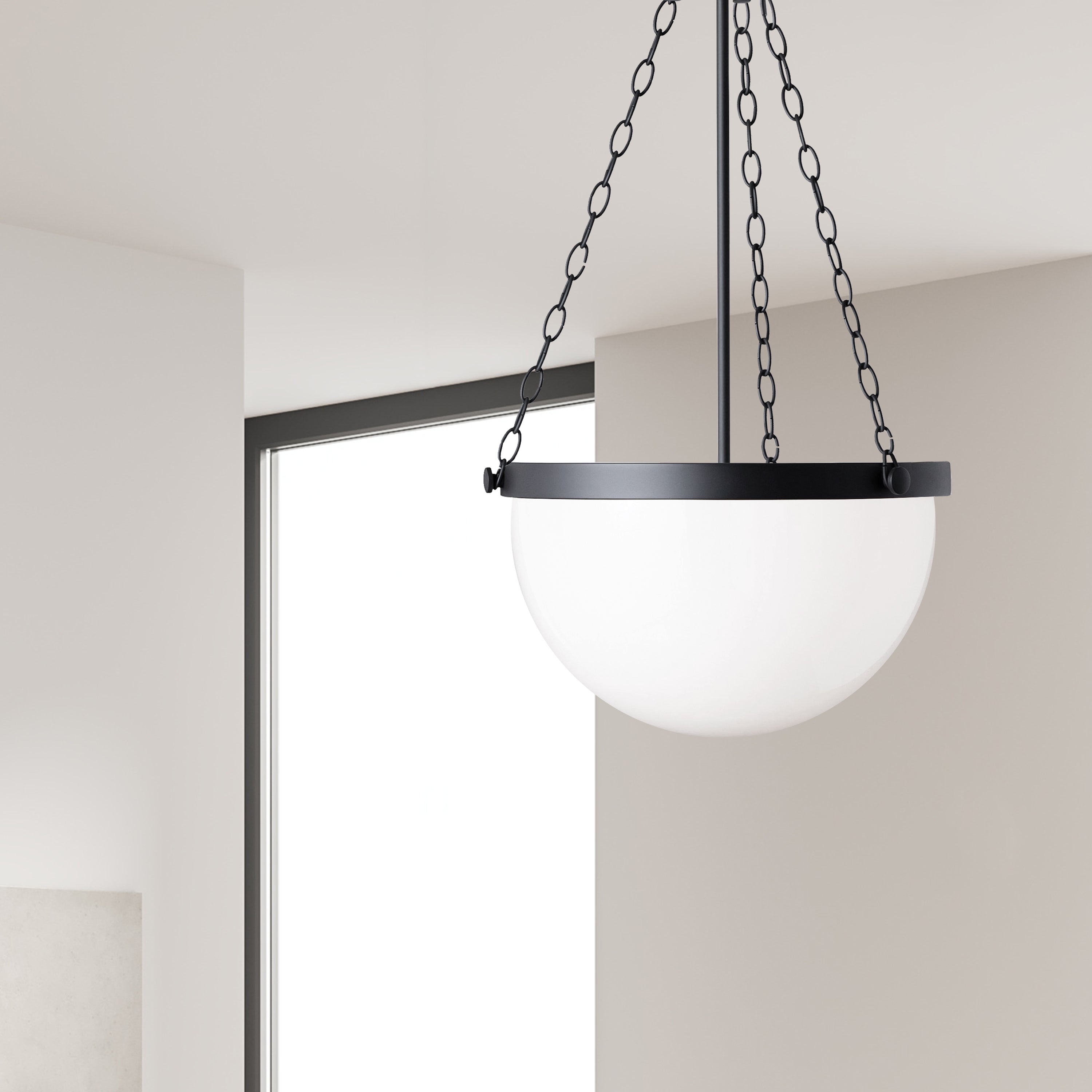 Dainolite Rhonda - RHO-151P-MB - 1 Light Rhonda Pendant Matte Black w/ White Glass - White