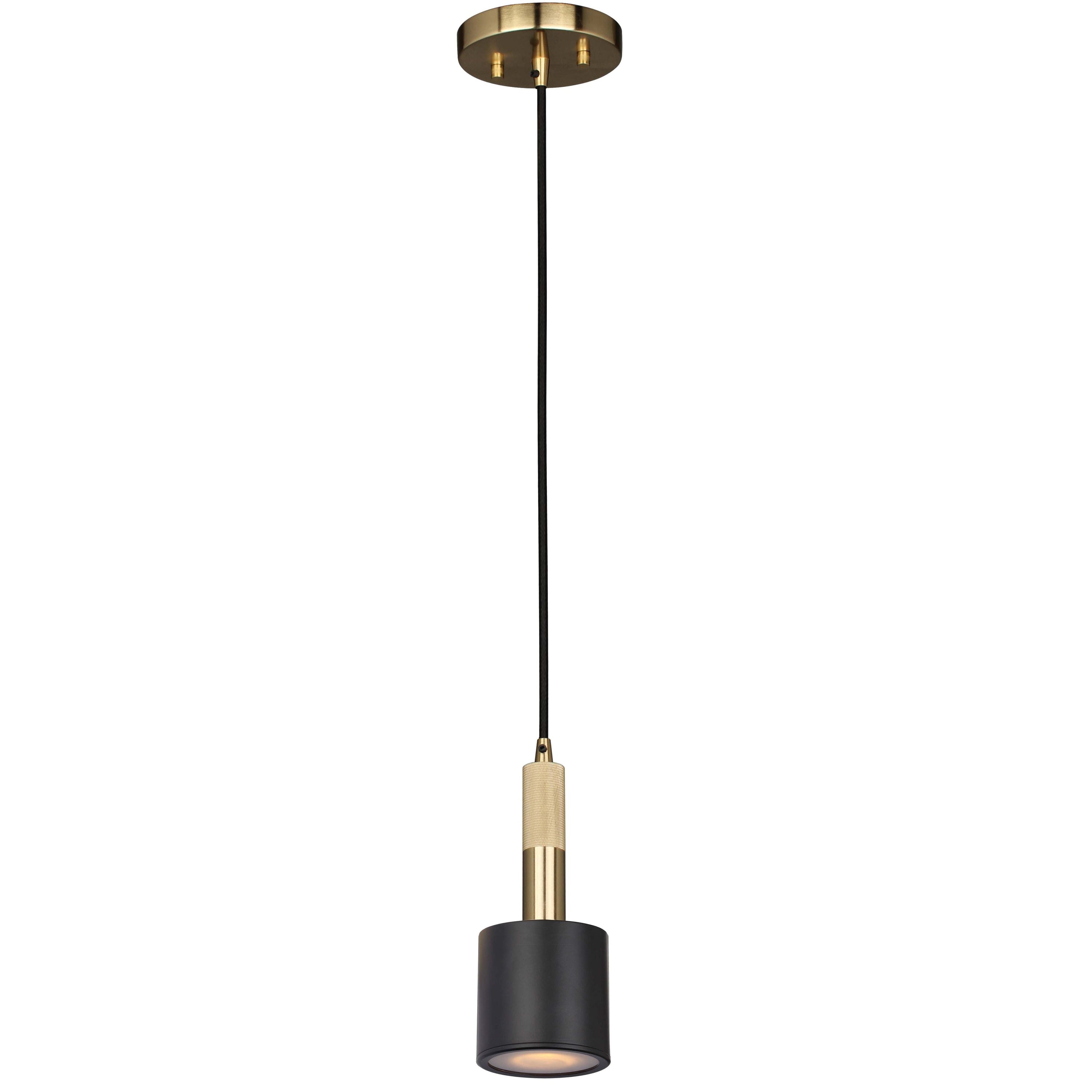 Dainolite RHS-1P-MB-AGB 1 Light Pendant Matte Black & Aged Brass with Frosted Diffuser