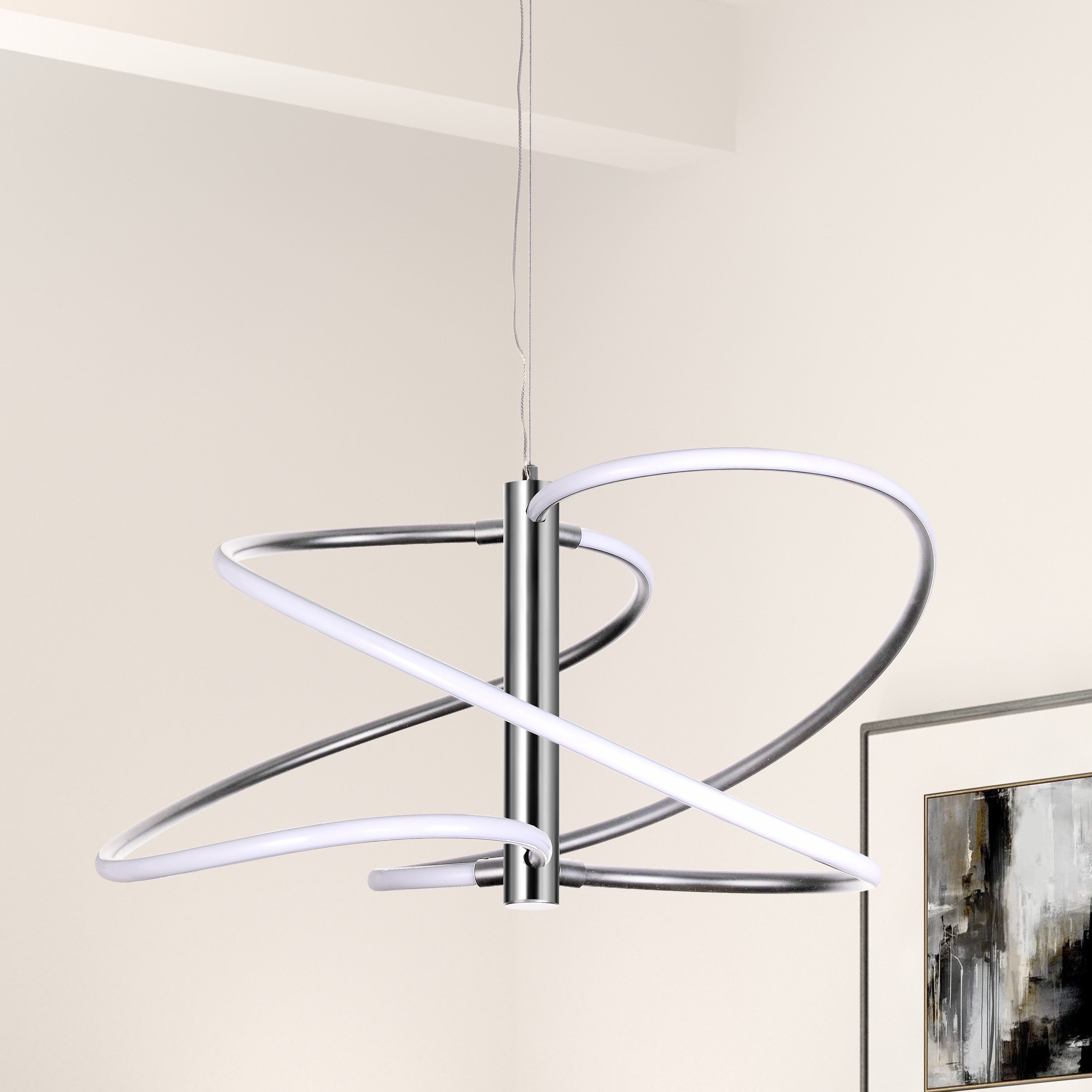 Dainolite Romy - ROM-2433LEDP-PC - 36W Pendant Polished Chrome with White Silicone Diffuser - Polished Chrome