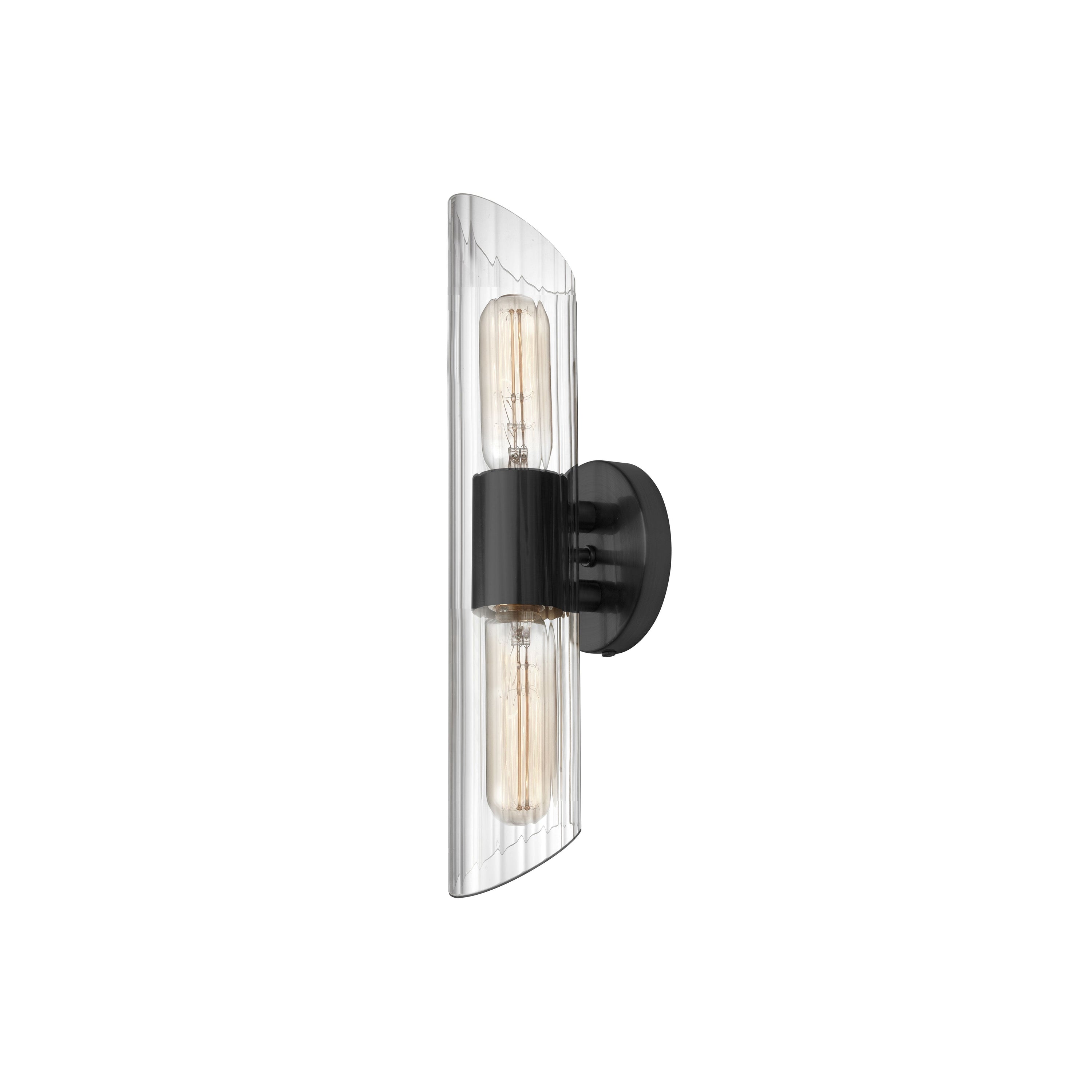 Dainolite Samantha - SAM-162W-MB - 2 Light Matte Black Vanity Fixture w/ Clear Fluted Glass - Clear