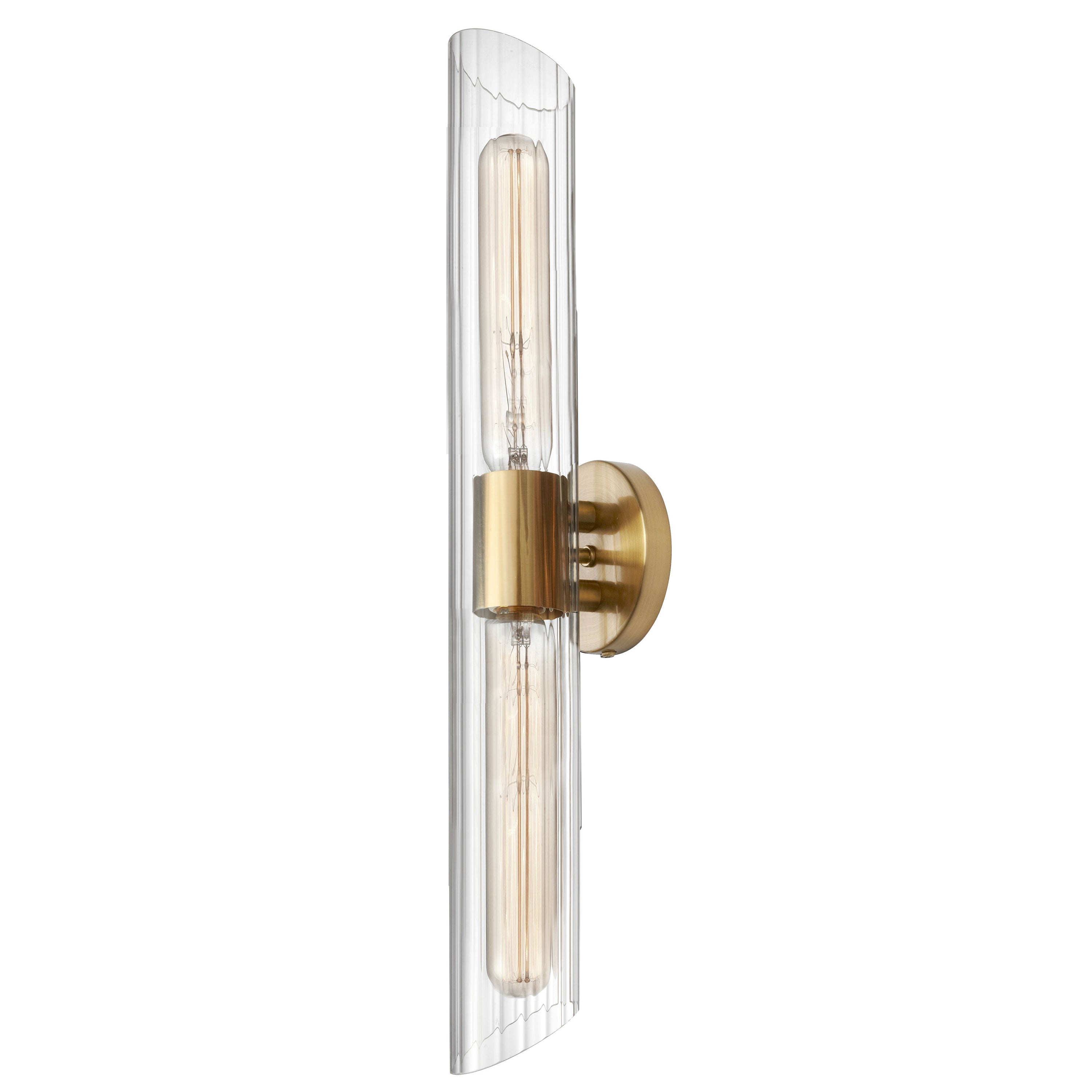 Dainolite Samantha - SAM-252W-AGB - 2 Light Aged Brass Vanity Fixture w/ Clear Fluted Glass - Clear