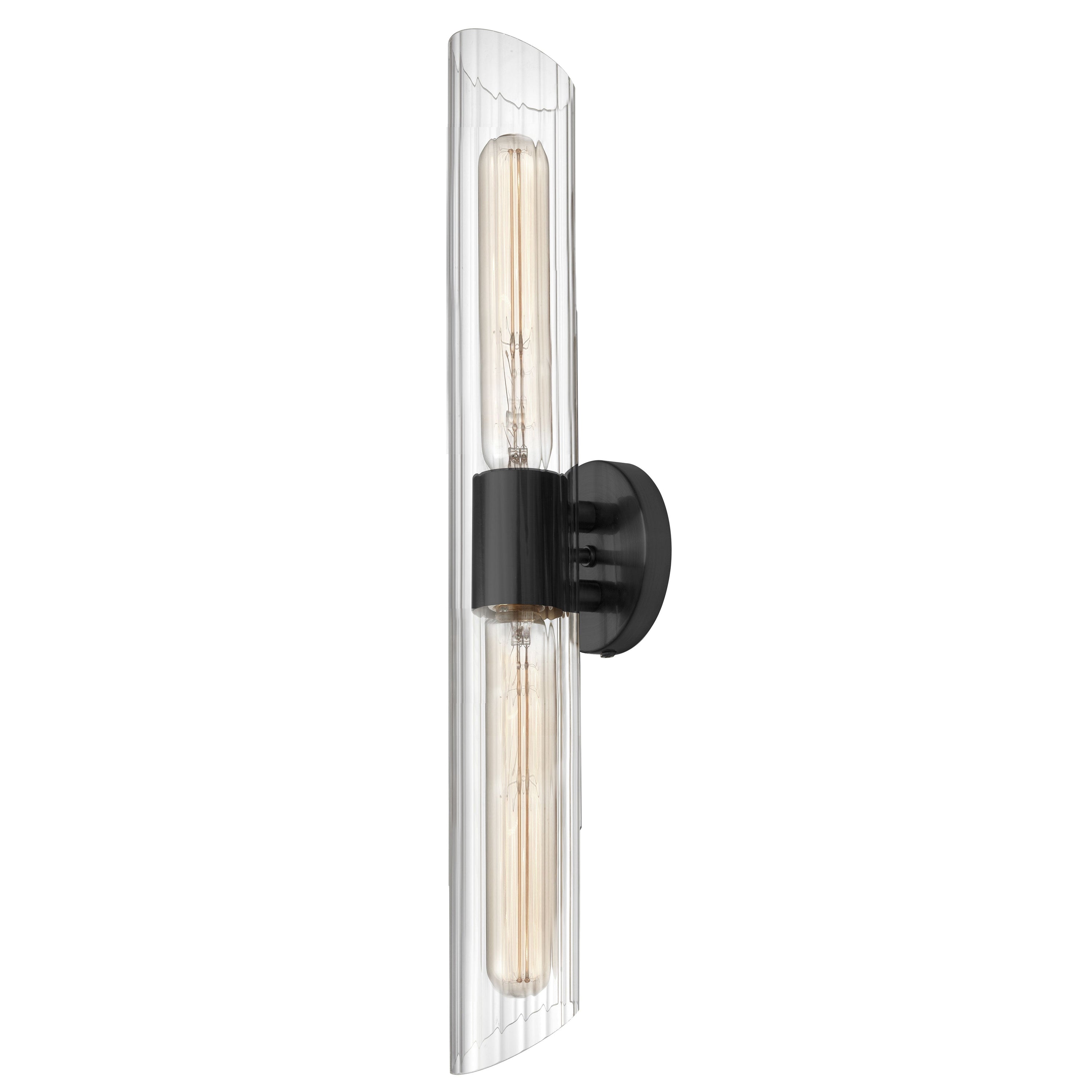 Dainolite Samantha - SAM-252W-MB - 2 Light Matte Black Vanity Fixture w/ Clear Fluted Glass - Clear